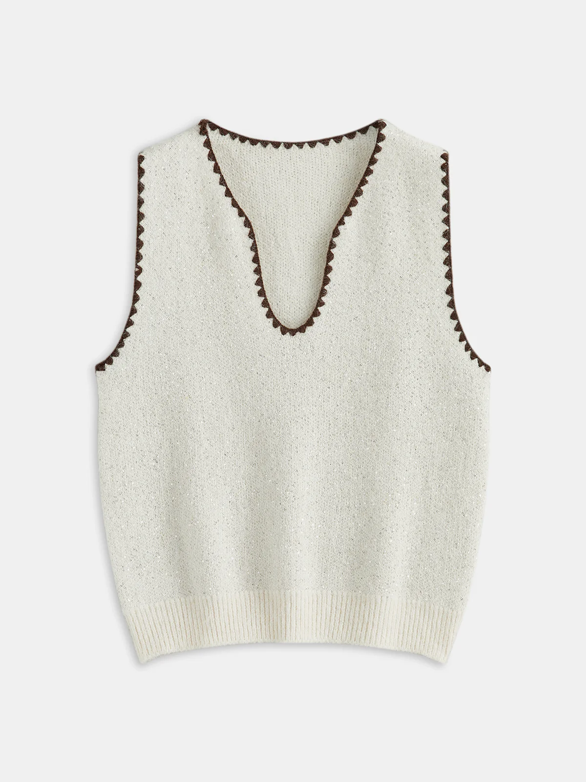 Contrast Scalloped Trim Sleeveless Vest