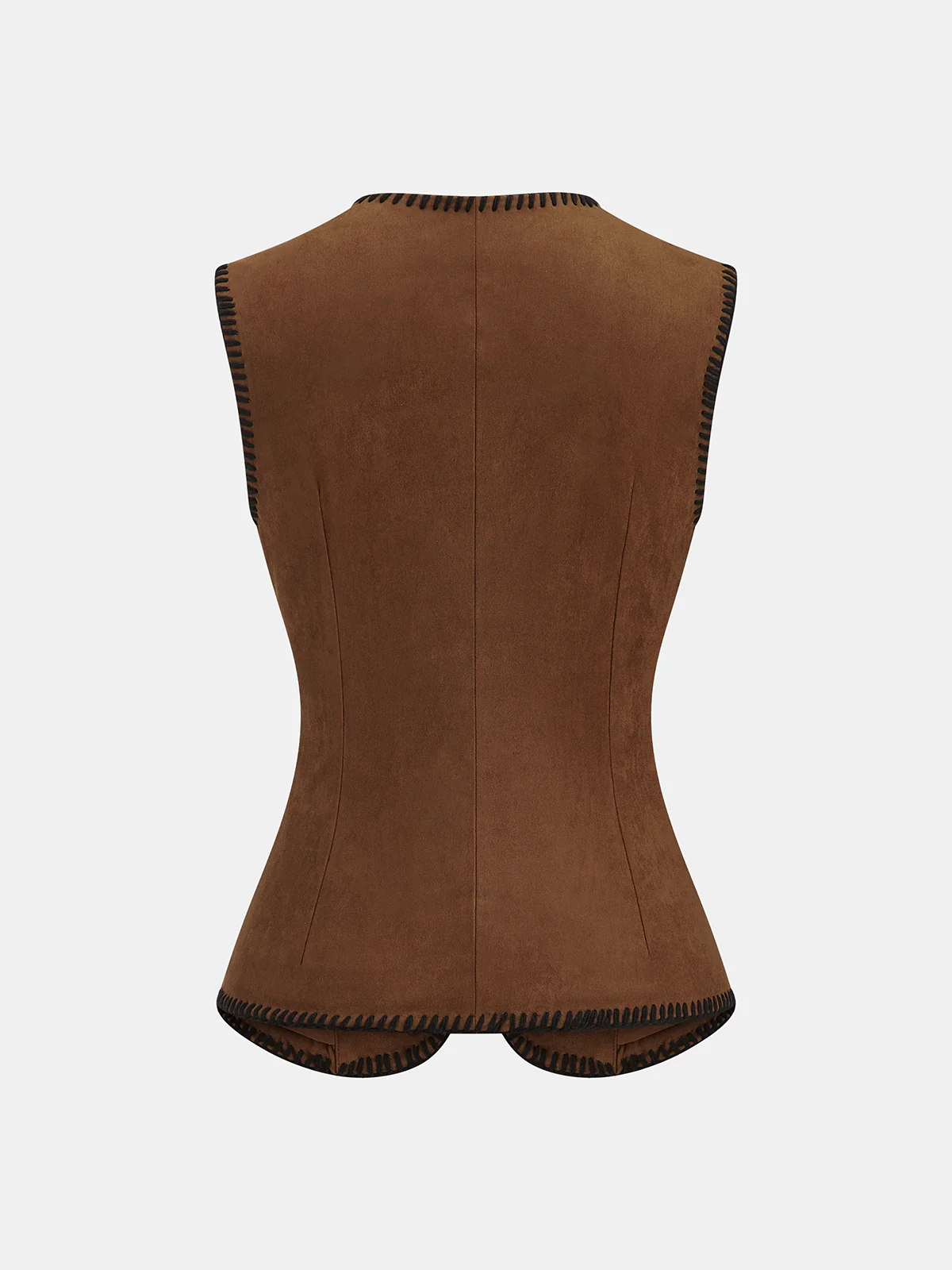 Contrast Stitching Vest with Knotted Button Detail - Image 2