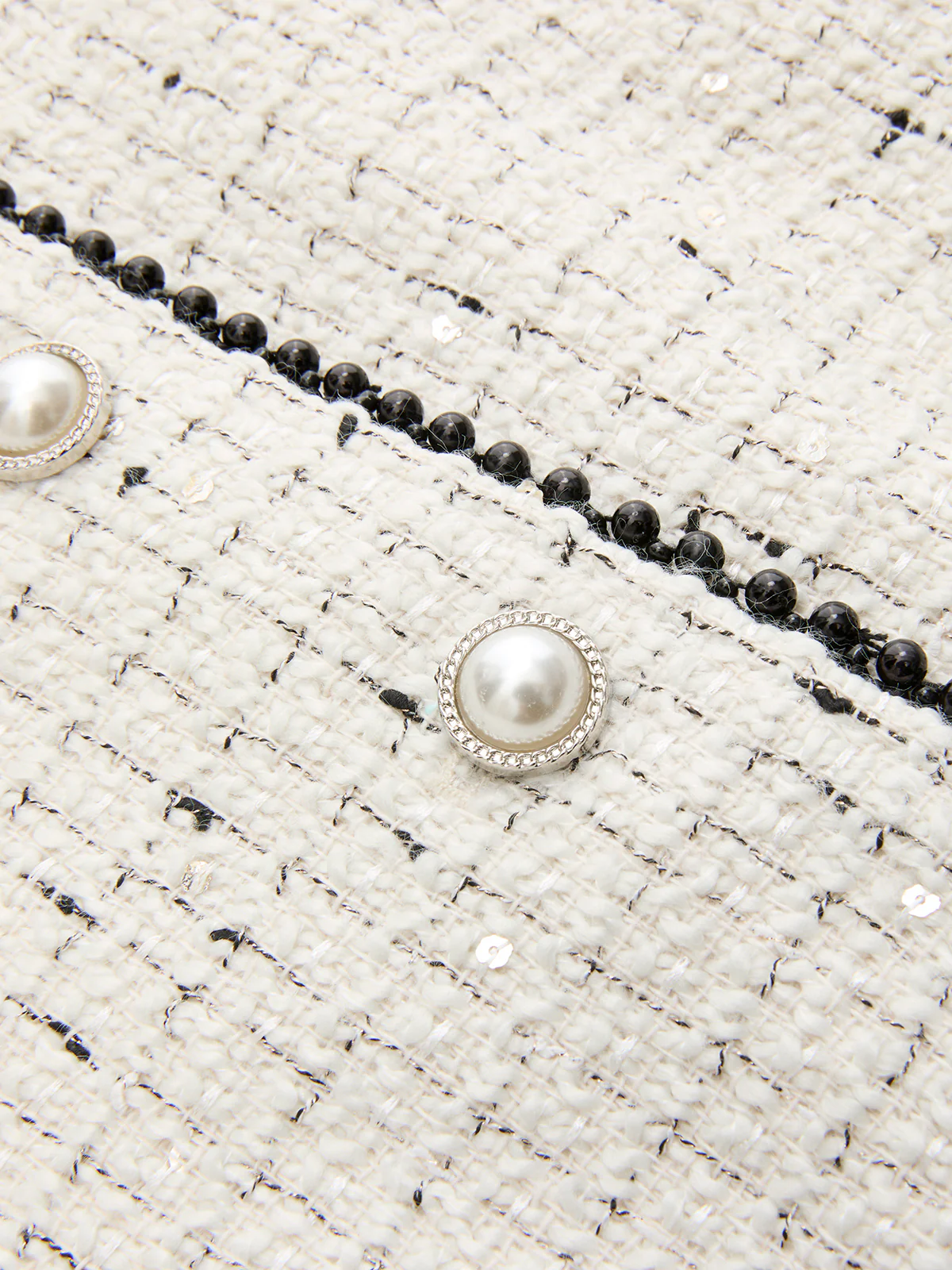 Contrast Trim Pearl Button Tweed Sleeveless Vest - Image 4
