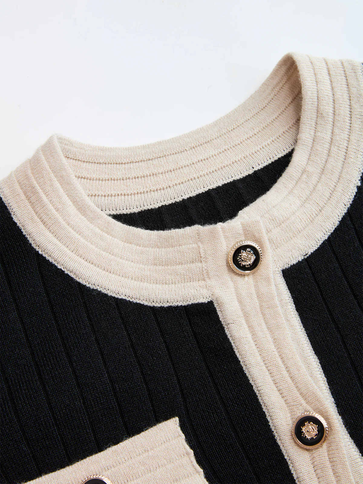 Contrast-Trim Rib-Knit Cardigan & Midi Skirt Set - Image 8