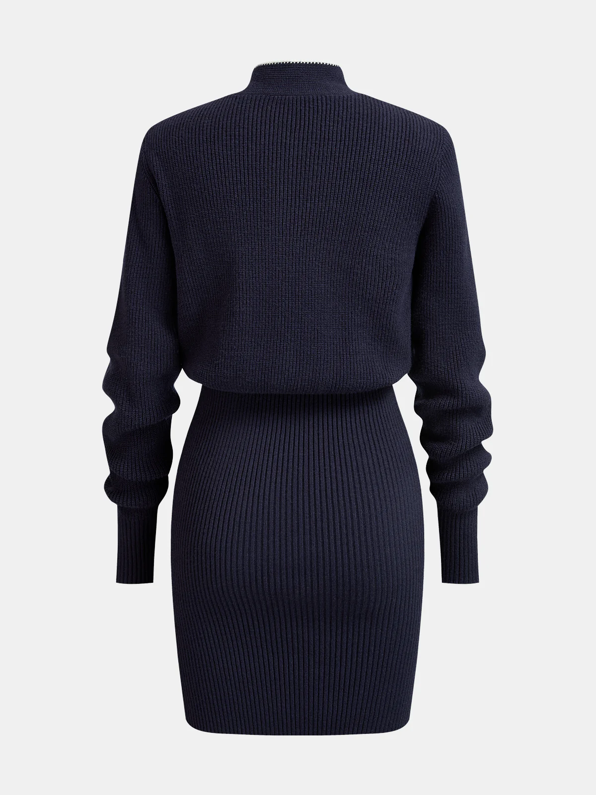 Contrast-Trim Tie-Neck Knit Midi Dress - Image 2