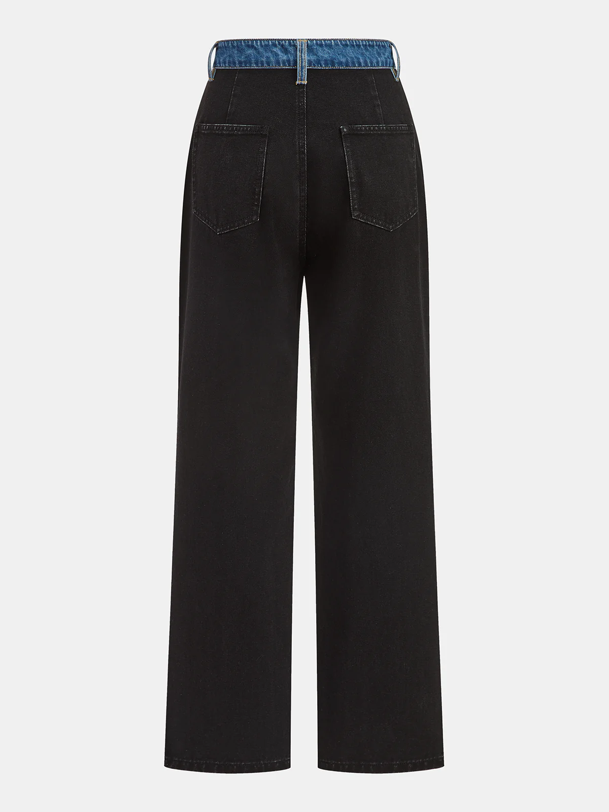 Contrast Waistband Straight-Leg Jeans - Image 2
