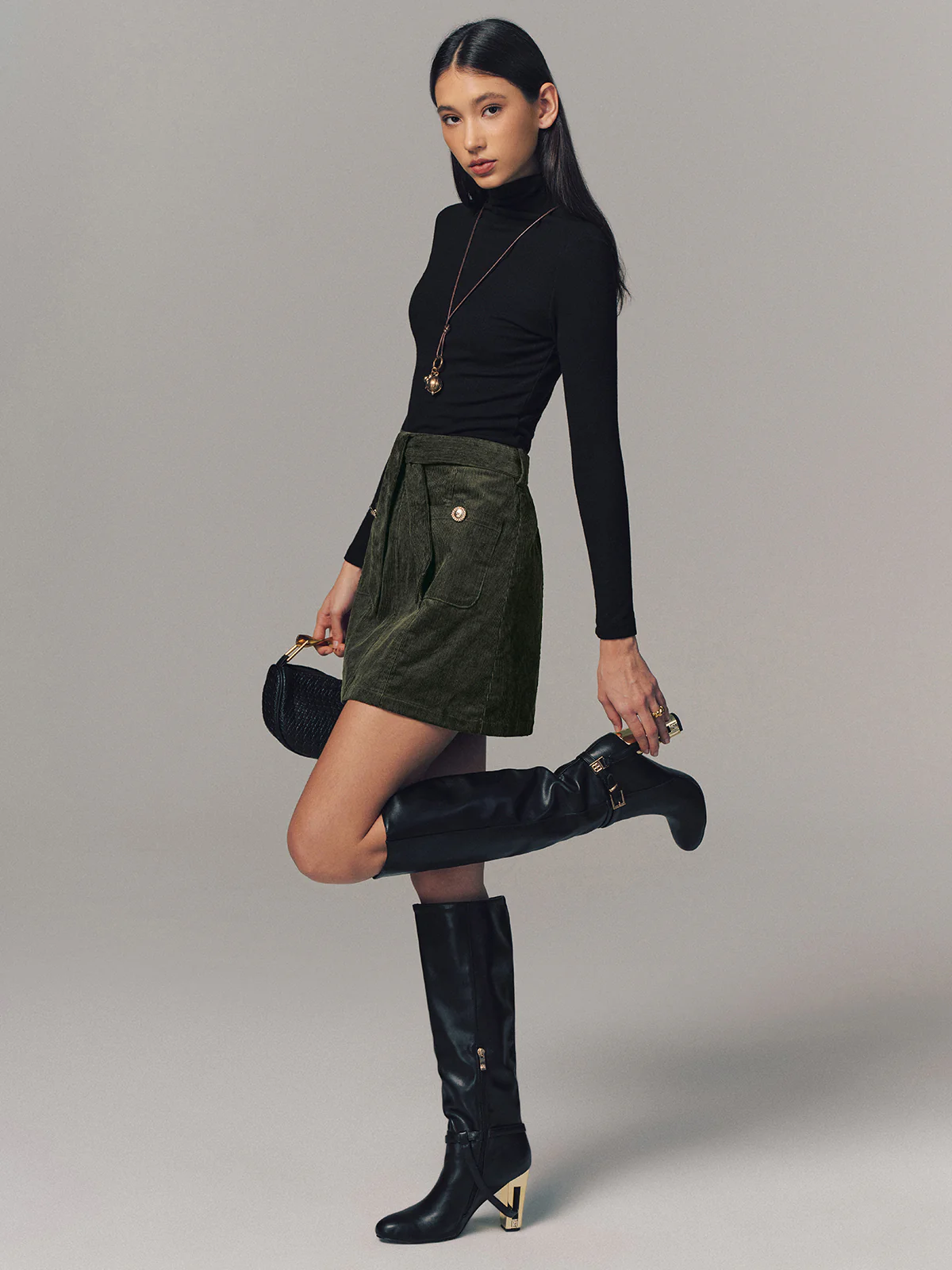 Corduroy Belted Mini Skirt - Image 5