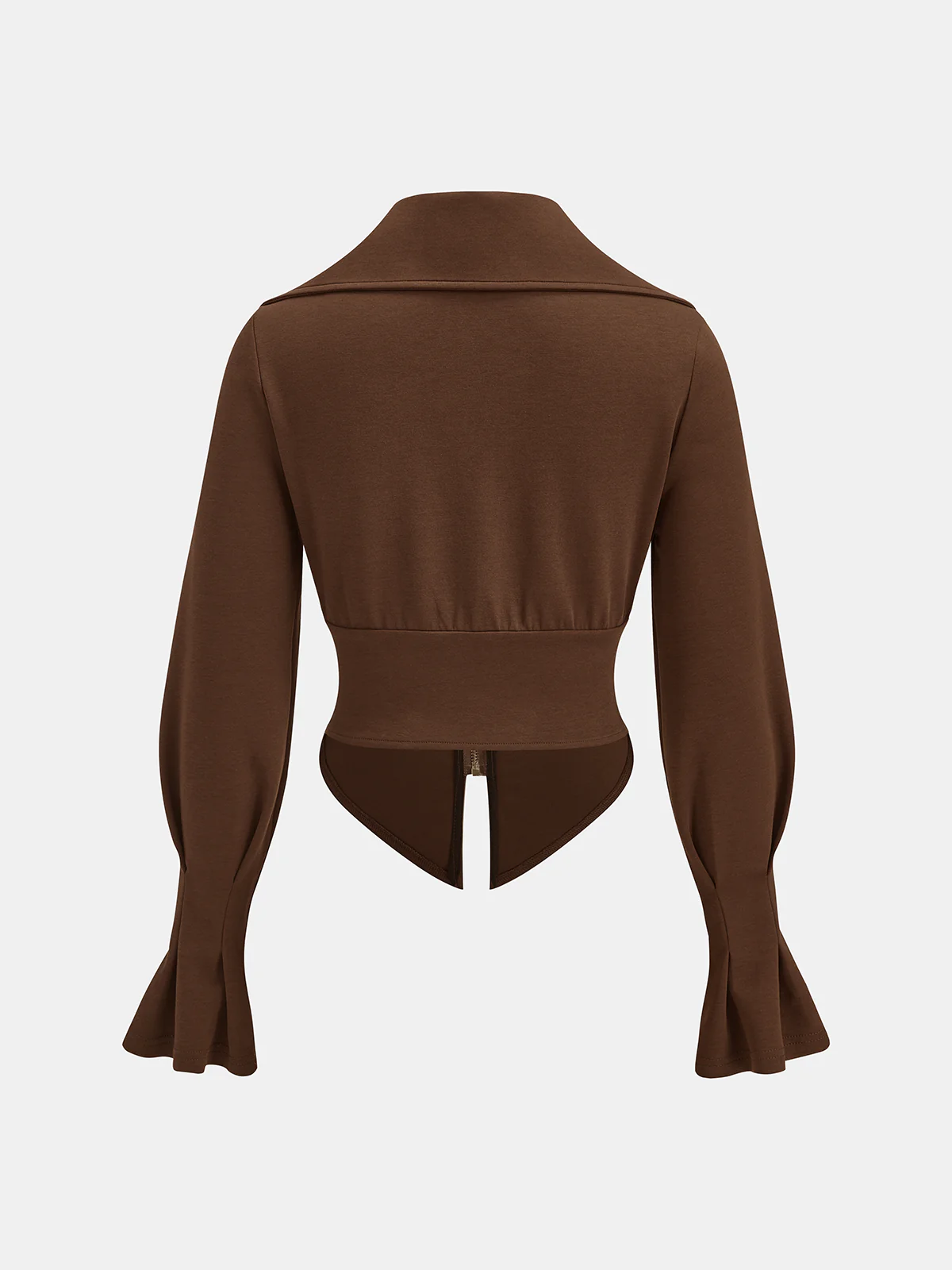 Cotton Blend Lantern-Sleeve Zip-Front Jacket - Image 2