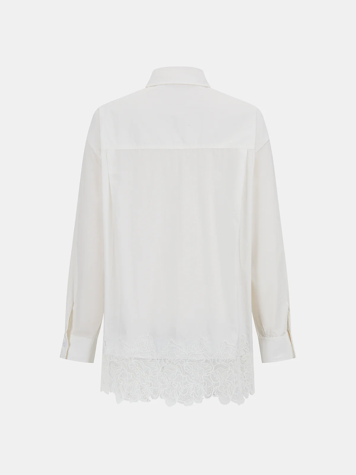 Cotton Long Sleeve Lace Hem Shirt - Image 2