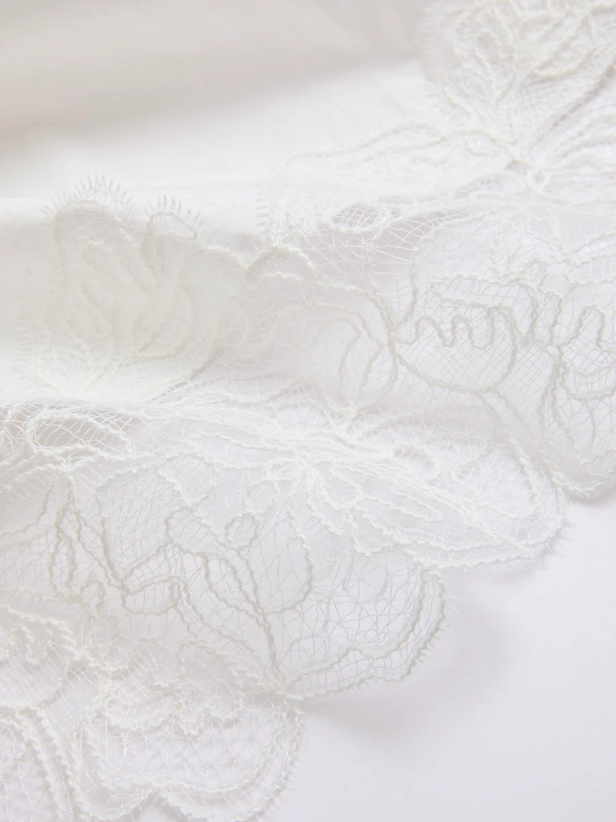 Cotton Long Sleeve Lace Hem Shirt - Image 4