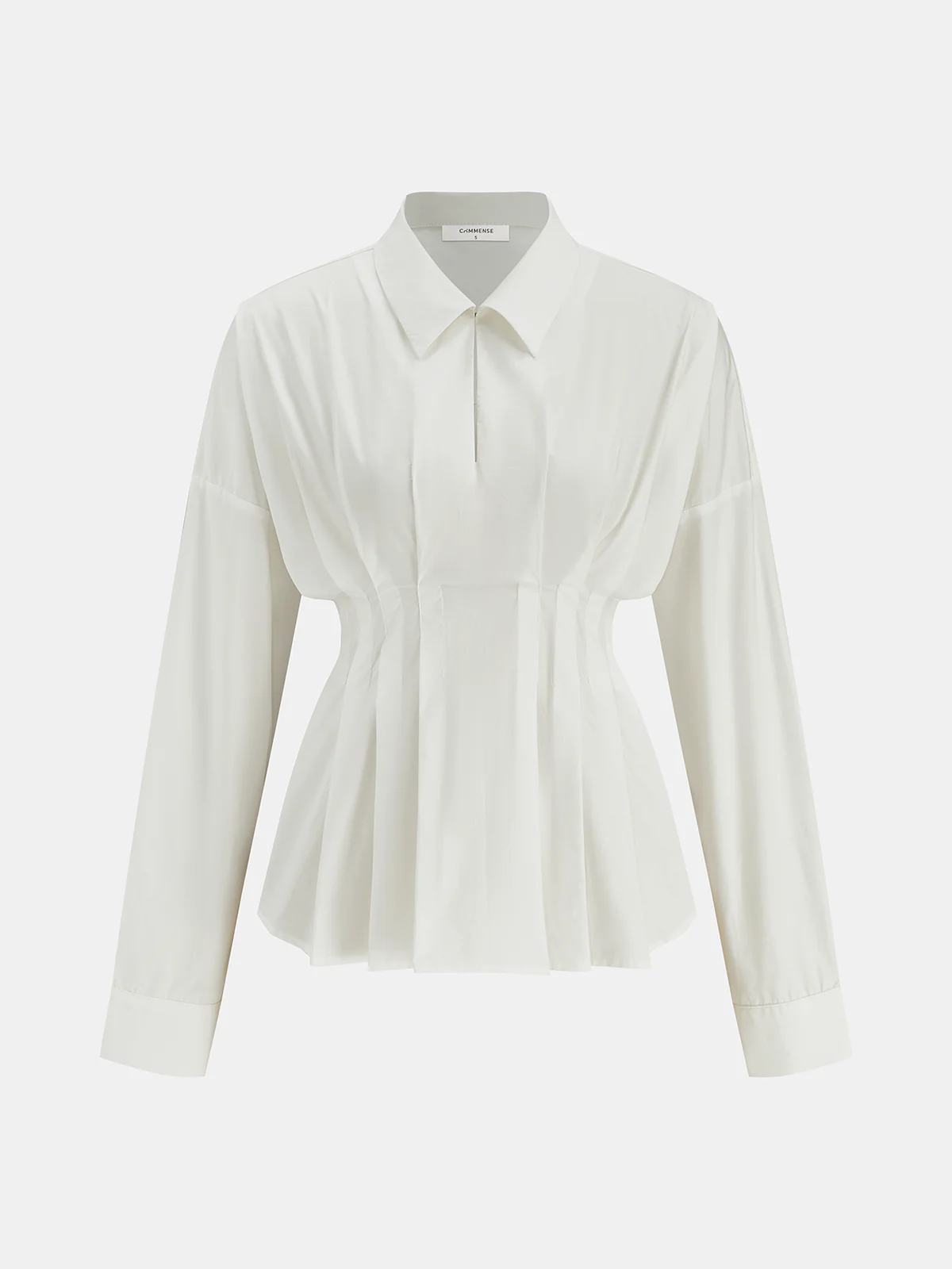 Cotton Pleated Cinched Shirt