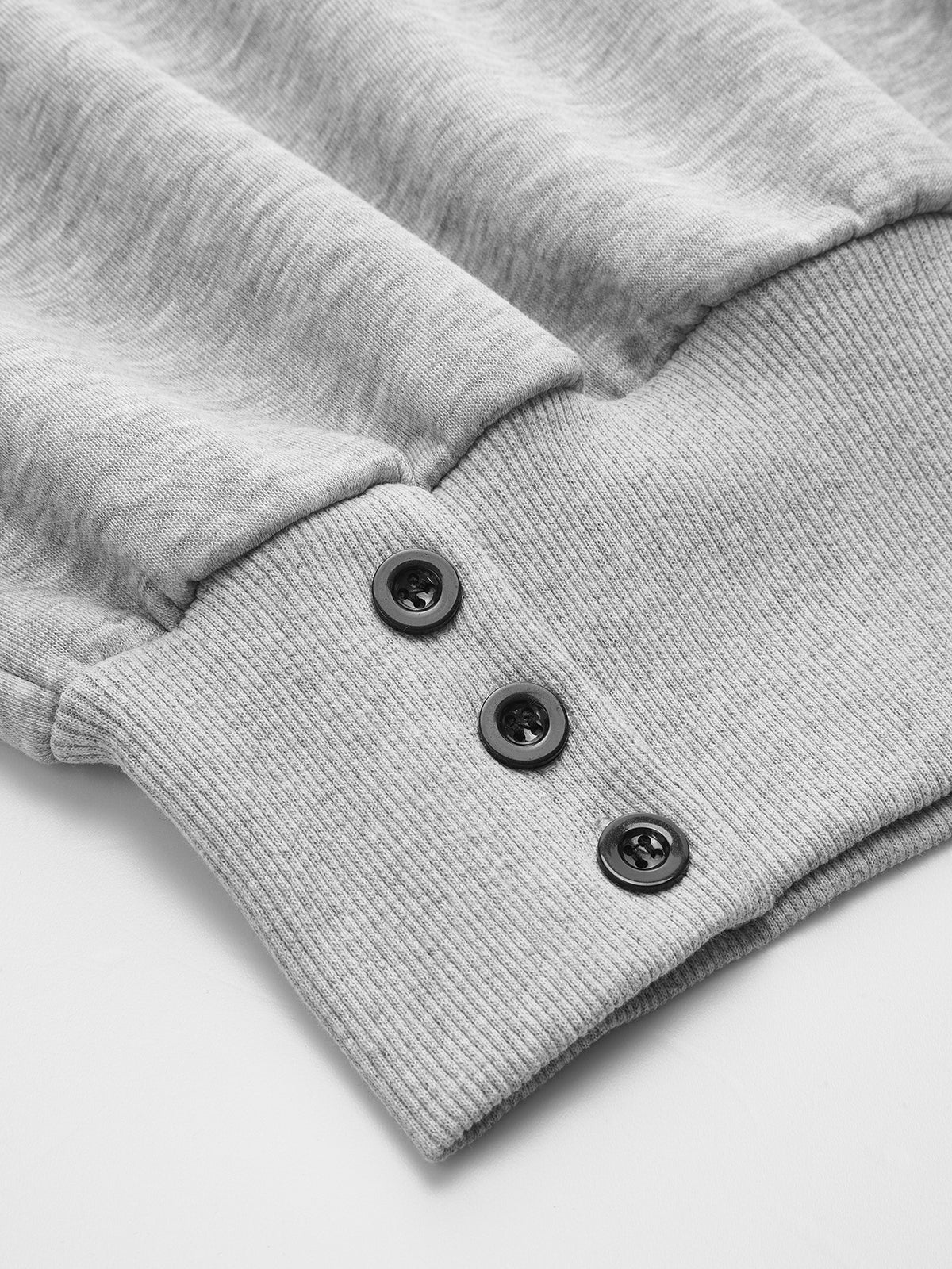 Crew Neck Button Detail Cropped Sweatshirt - Image 4