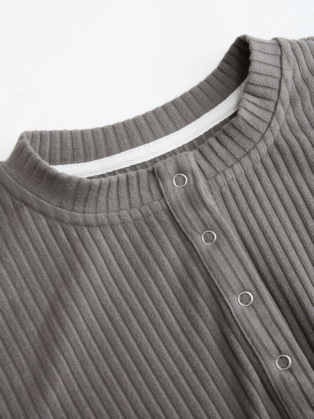 Crew Neck Button-Front Knit Top - Image 3