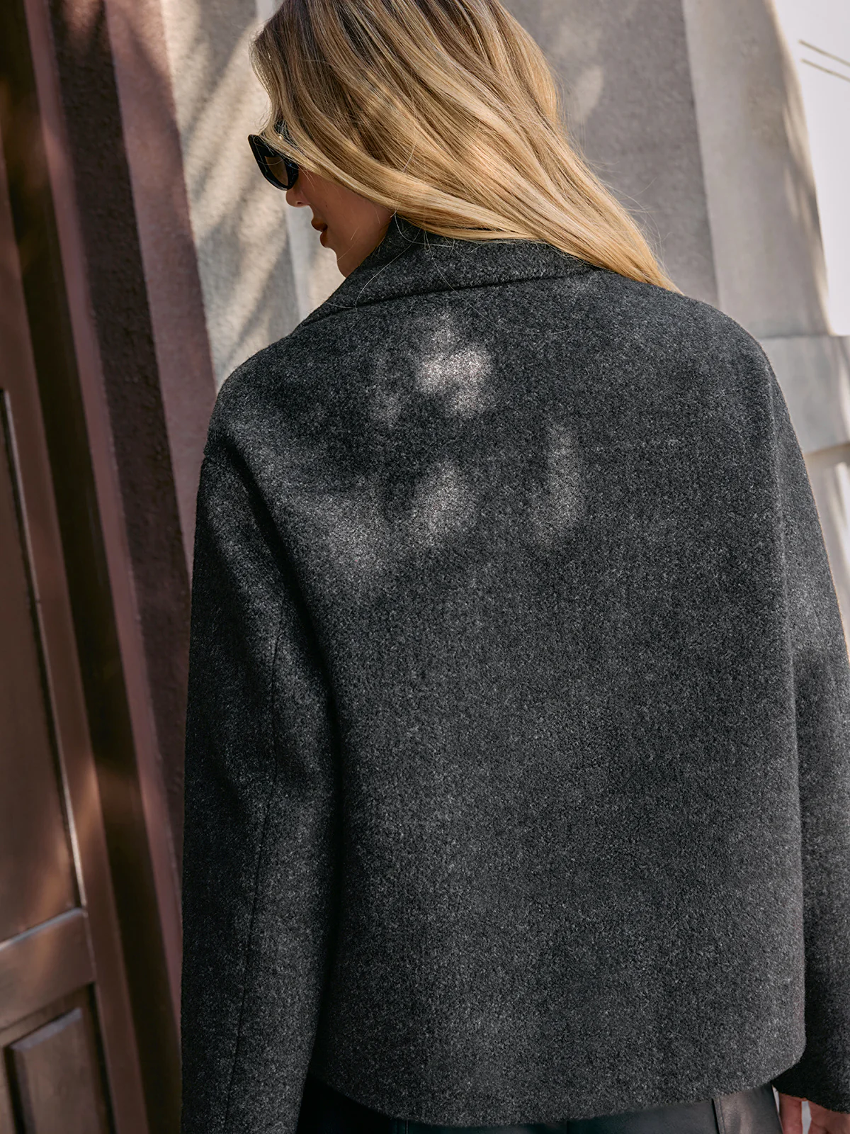 Cropped Bouclé Coat with Scarf - Image 6