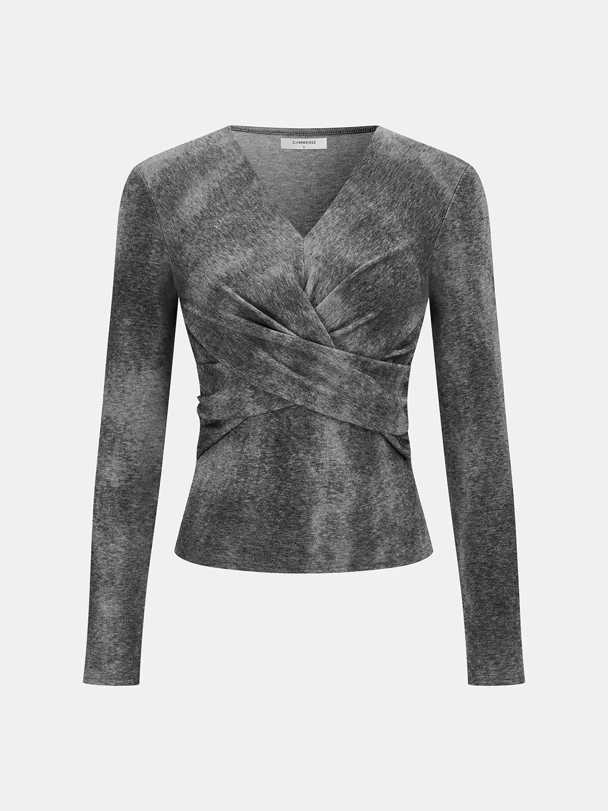Cross-Front Long-Sleeve Top