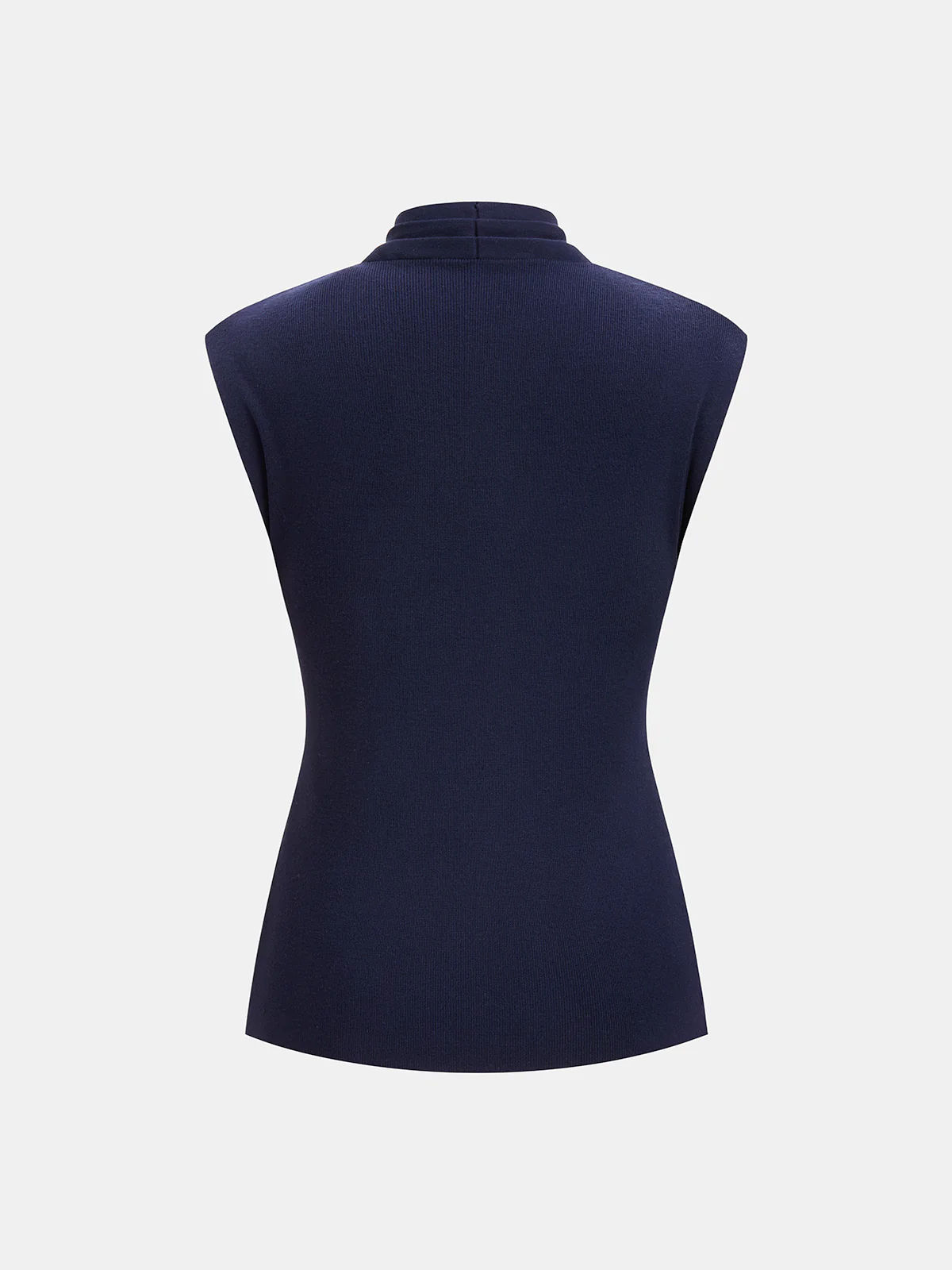 Cross-Wrap Stand Collar Knit Sleeveless Vest - Image 2