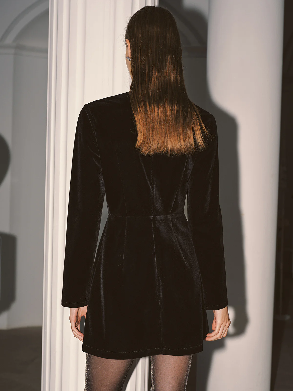Crystal Bow Detail Velvet Mini Dress - Image 6