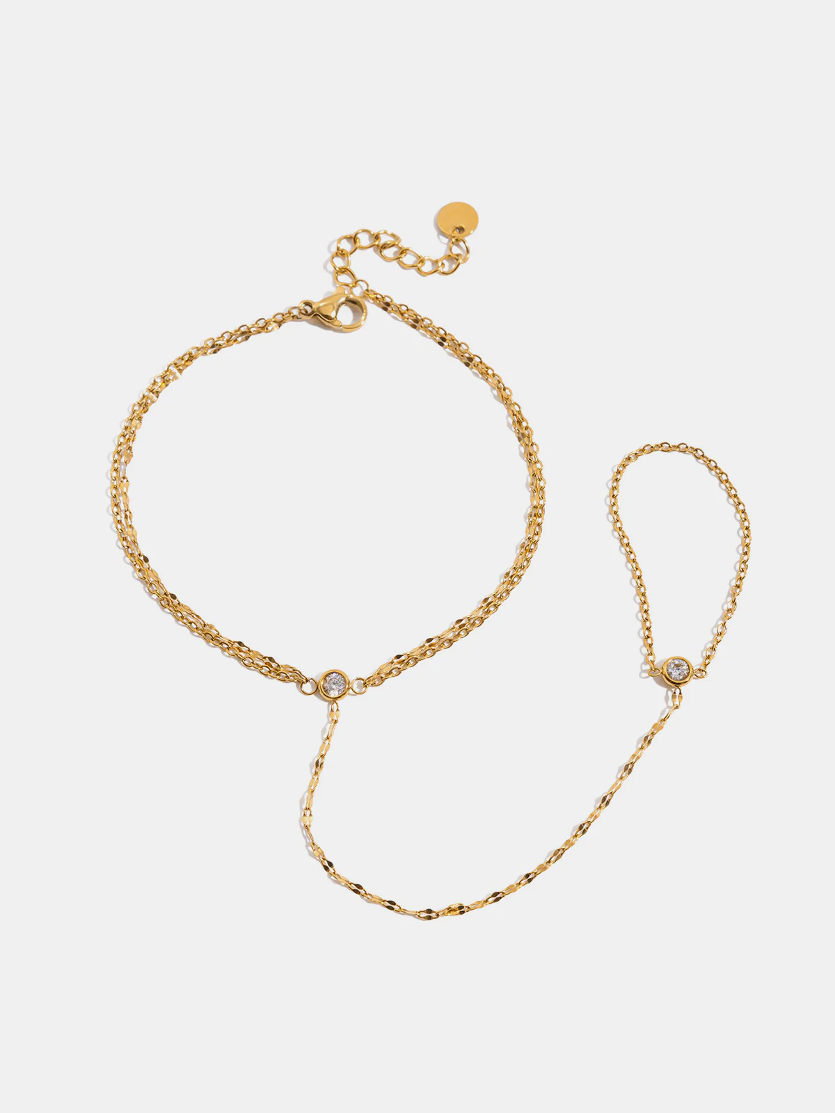 Crystal Detail Chain Finger Bracelet - Image 2