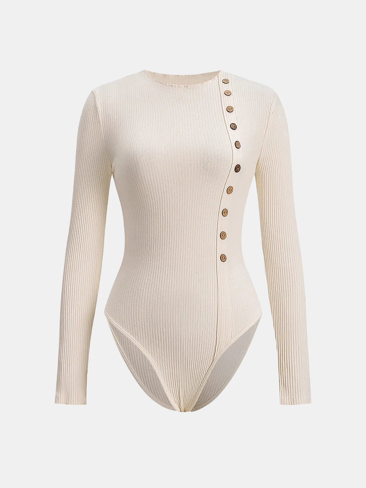 Decor Button Ribbed Knit Bodysuit