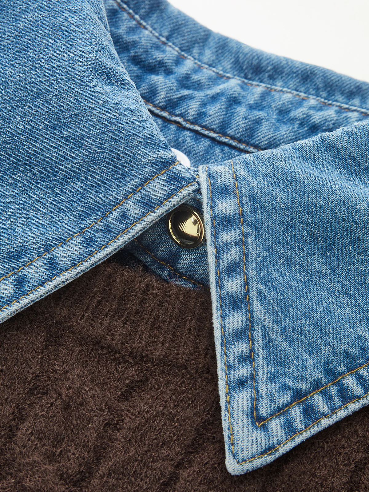 Denim Collar Cable-Knit Sleeveless Vest - Image 3
