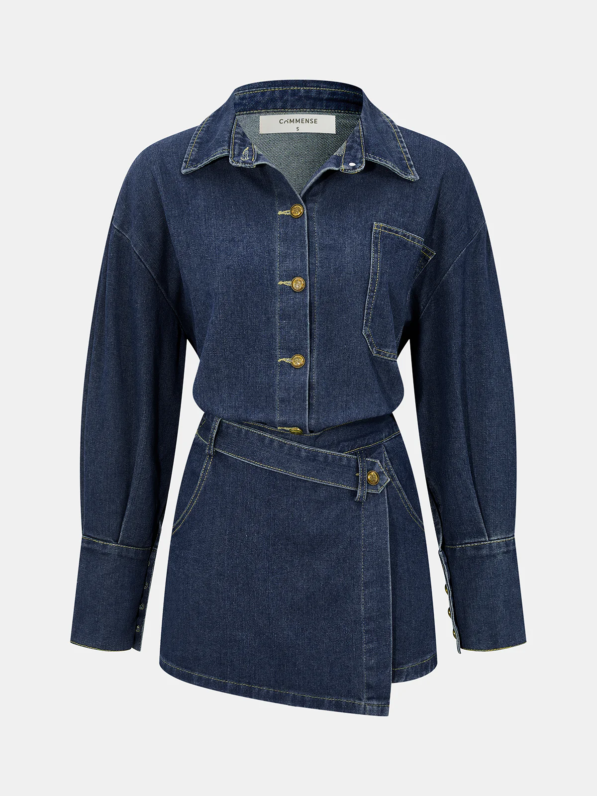 Denim Shirt & Asymmetric Skort Set - Image 2