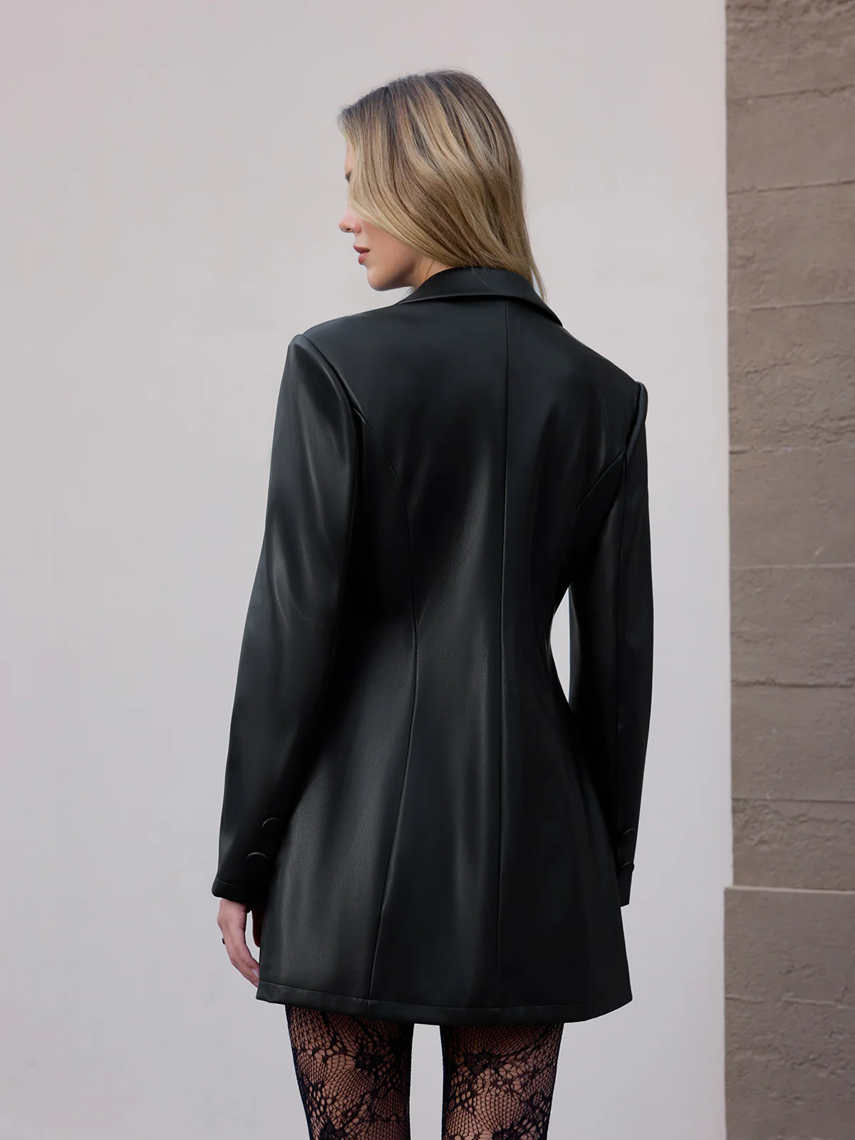 Double-Breasted Faux Leather Blazer - Image 6