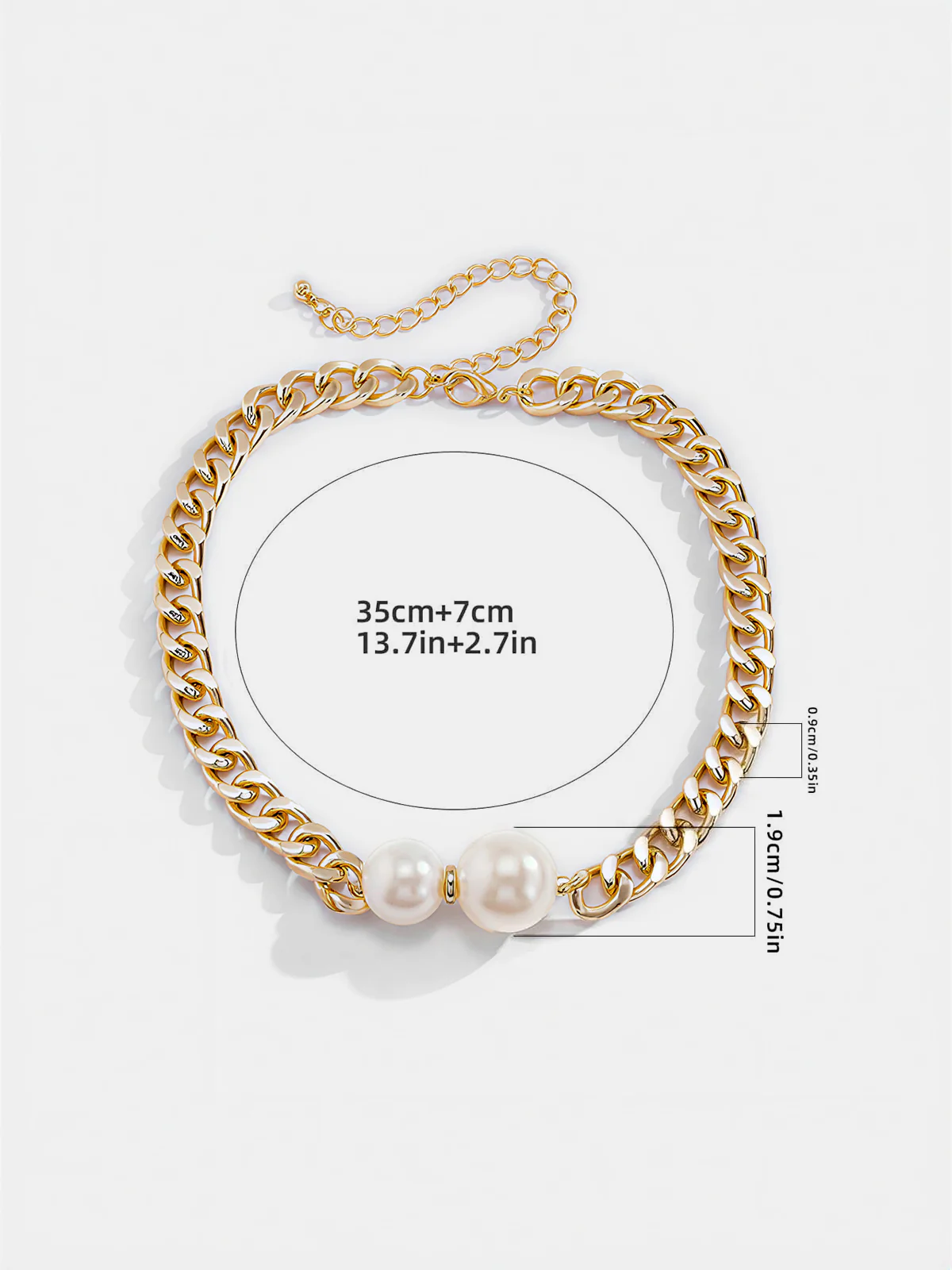 Double Pearl Chain Necklace - Image 3
