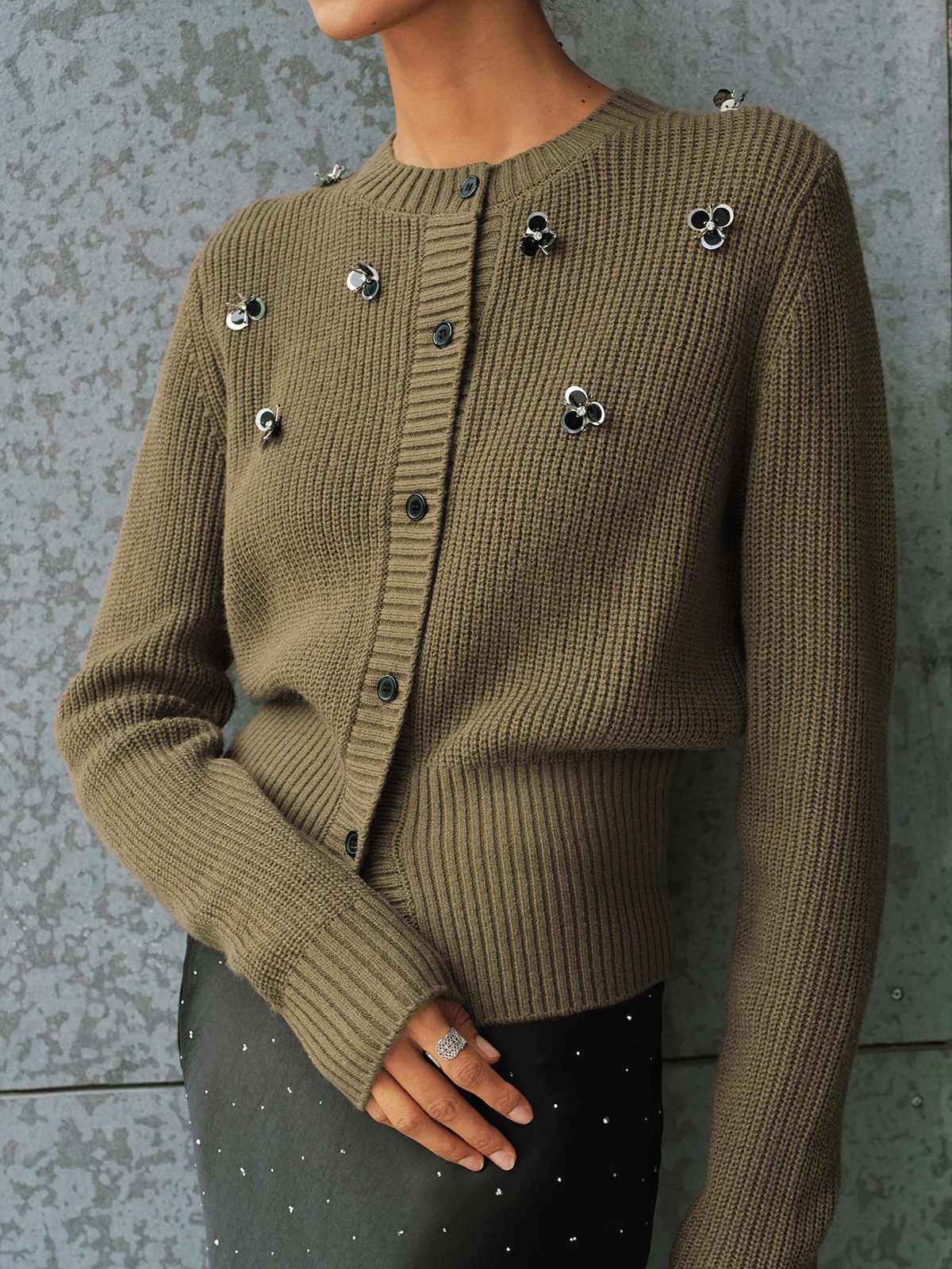 Embellished Button-Front Knit Cardigan - Image 4