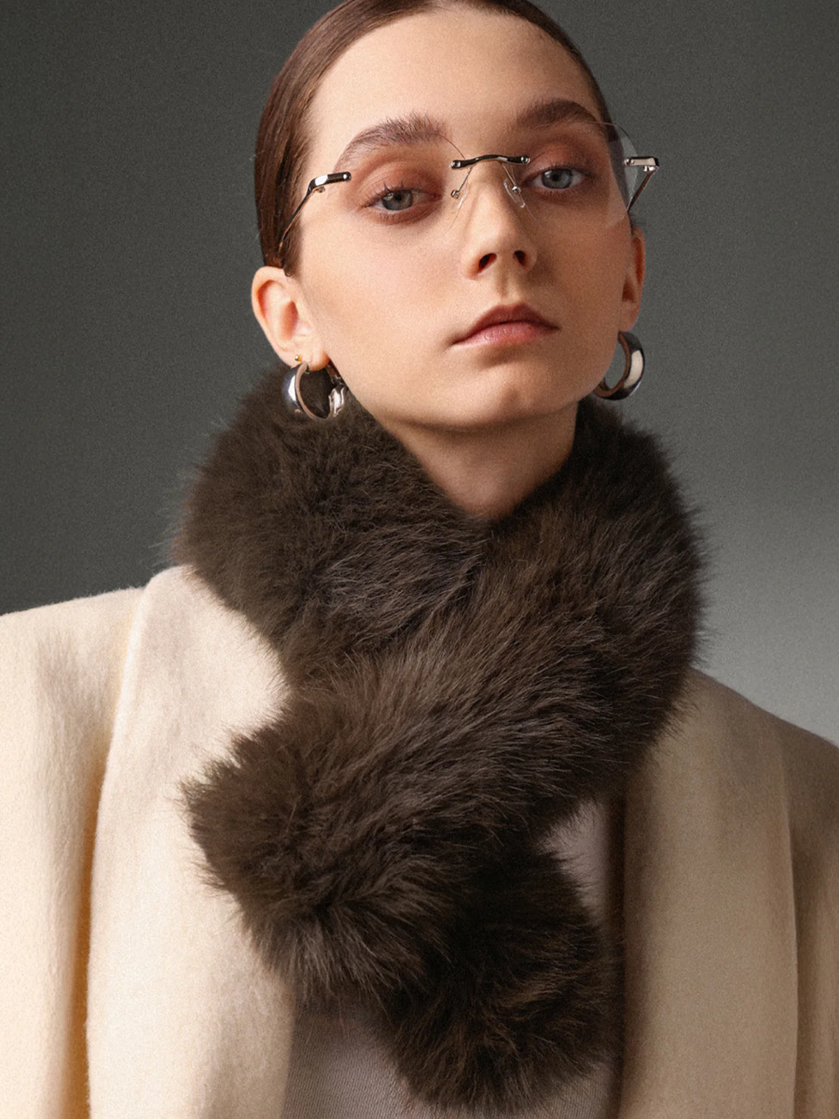 Faux-Fur Trimmed Scarf