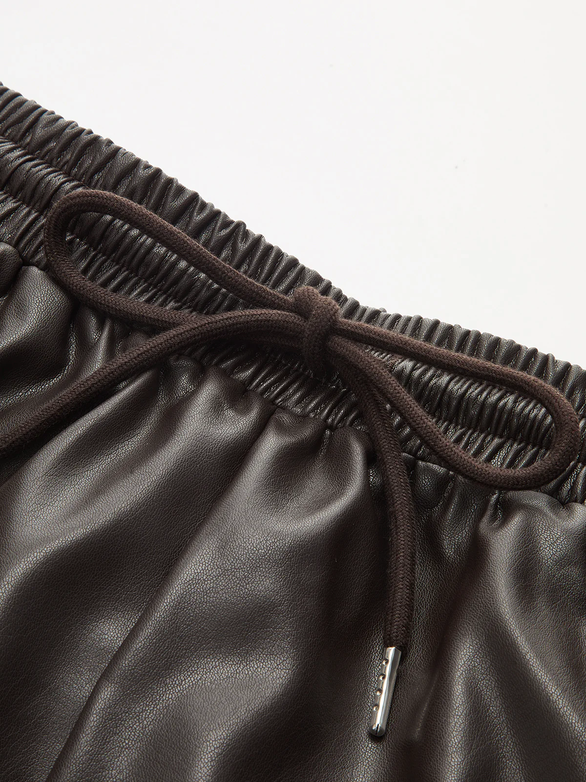 Faux Leather Drawstring Elastic Waist Shorts - Image 4