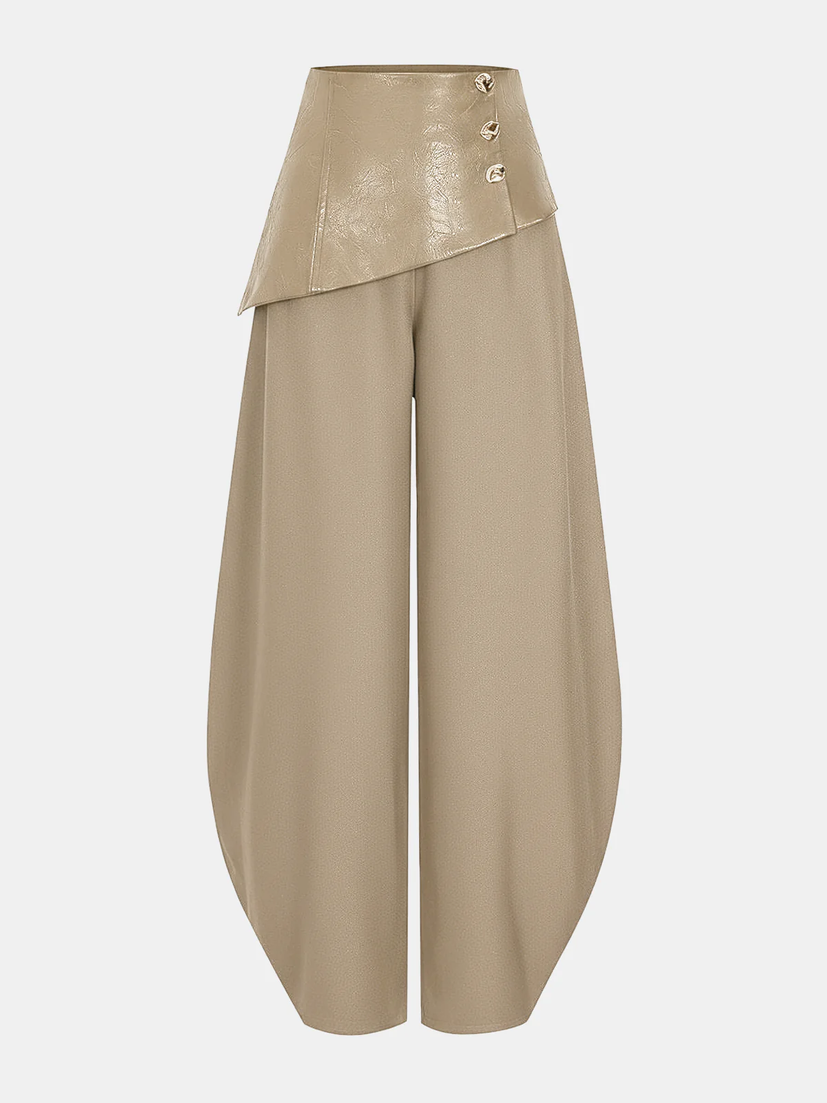 Faux Leather Panel Lantern Pants - Image 5