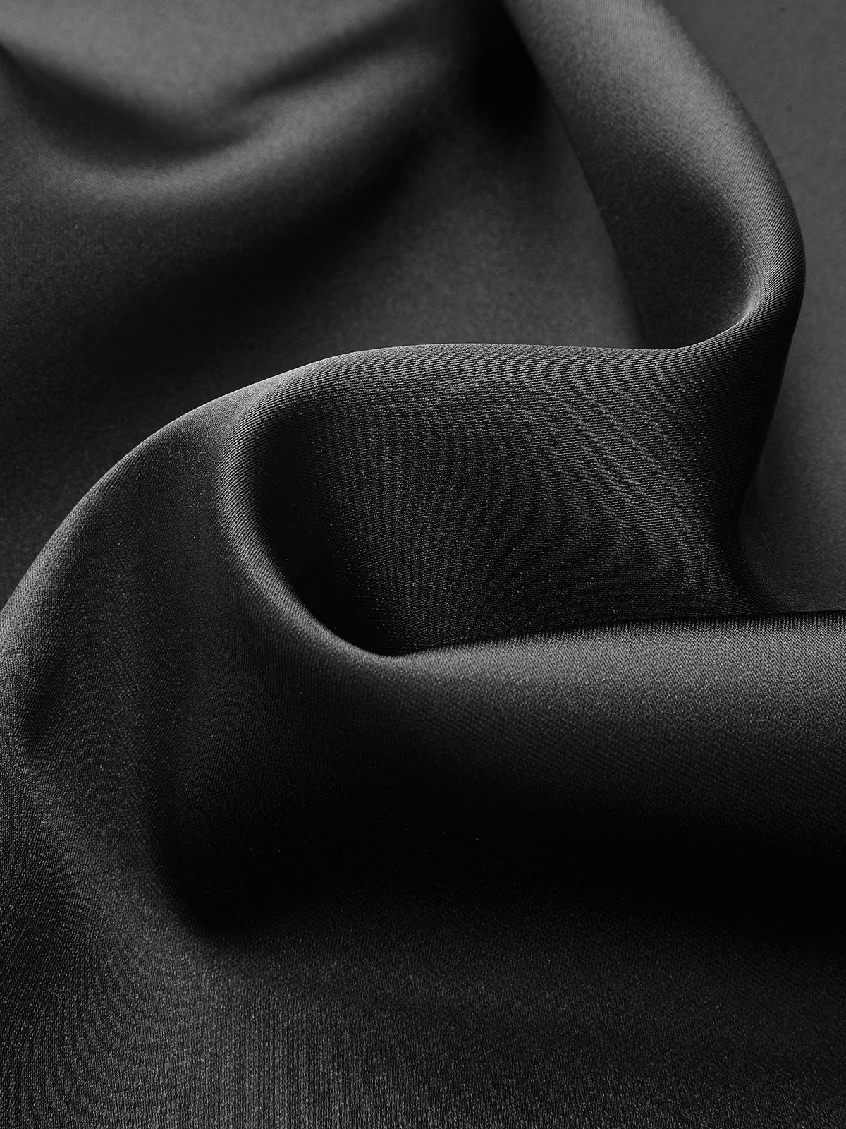 Faux Leather Panel Satin Asymmetric Midi Skirt - Image 3