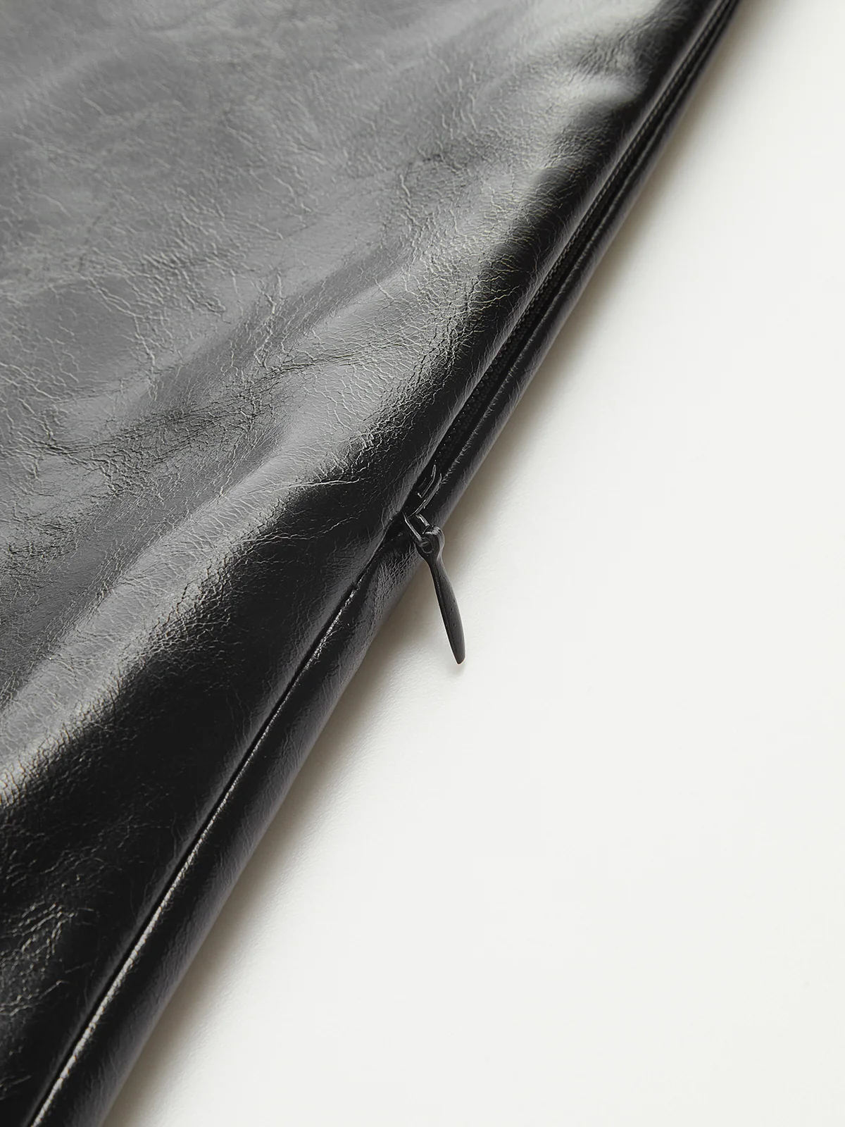 Faux Leather Panel Satin Asymmetric Midi Skirt - Image 4