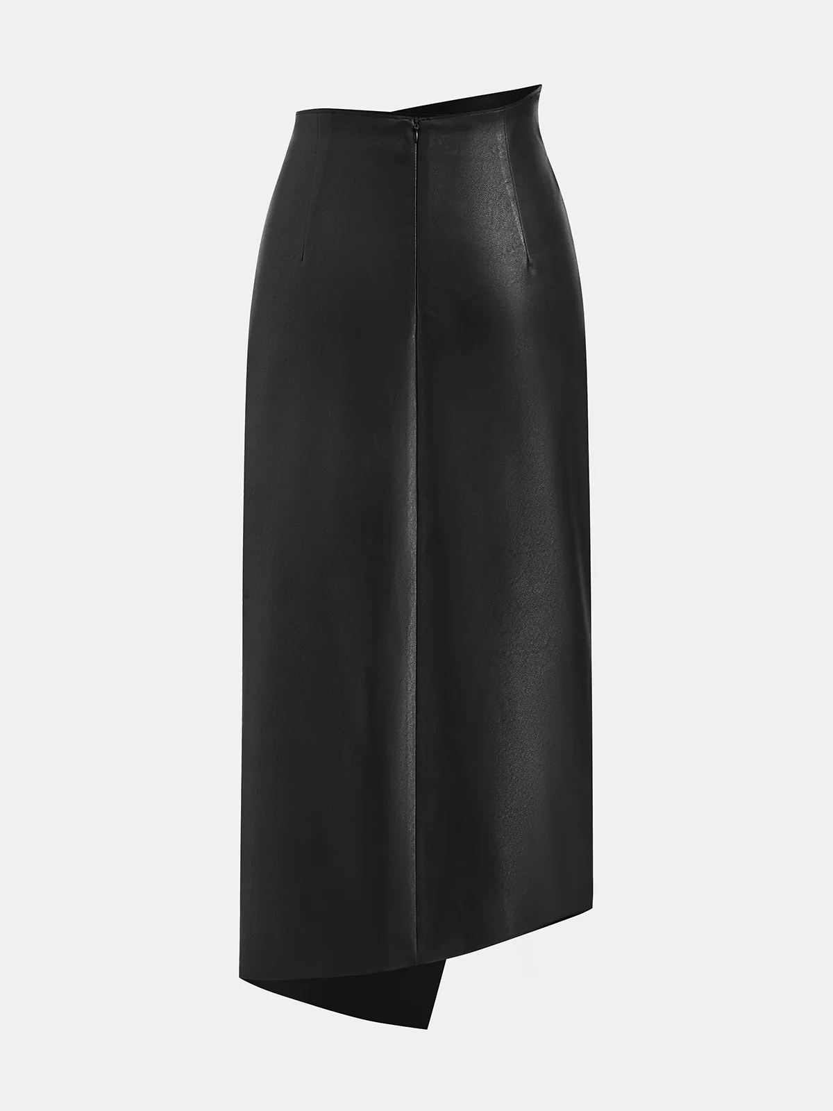 Faux Leather Ring Accent Asymmetric Skirt - Image 2
