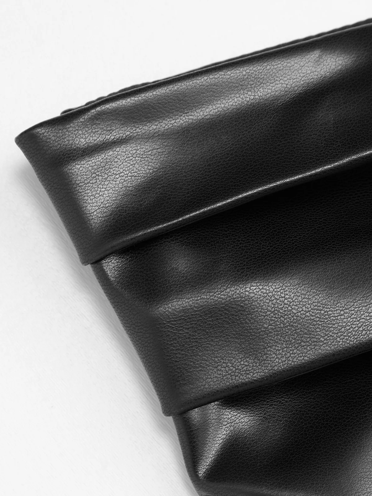 Faux Leather Wrap Waist Dress with Side Slit - Image 5
