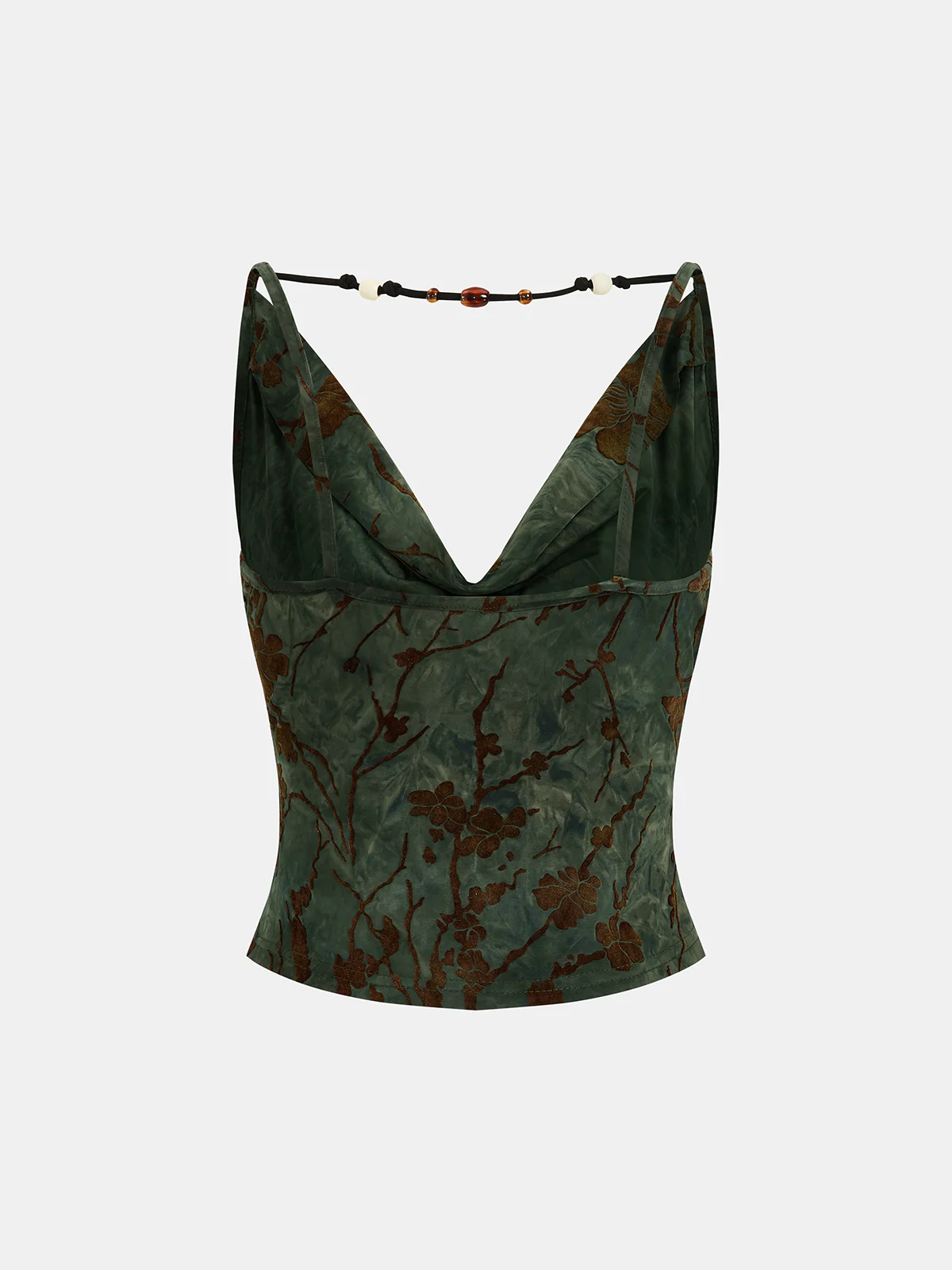Flocked Floral Cowl Neck Cami Top - Image 2
