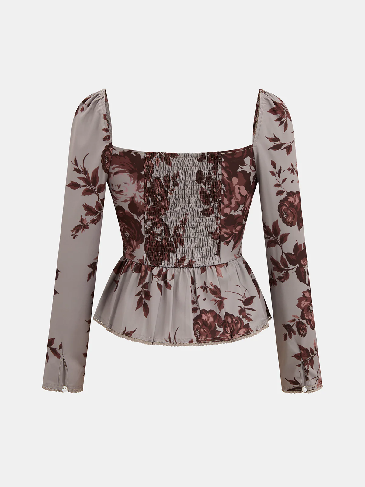 Floral Print Peplum Top & Mermaid Skirt Set - Image 3