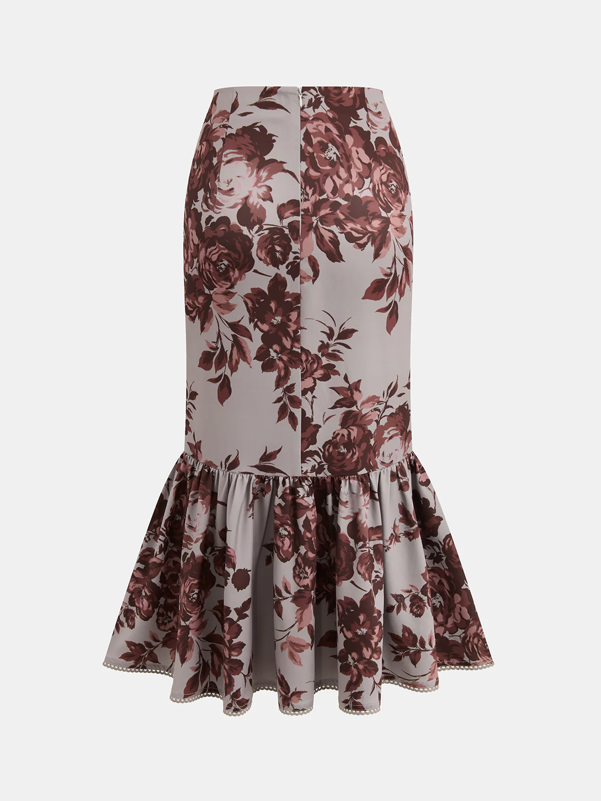 Floral Print Peplum Top & Mermaid Skirt Set - Image 5