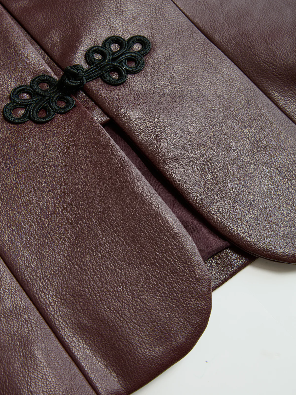 Frog-Closure Faux Leather Blazer - Image 5