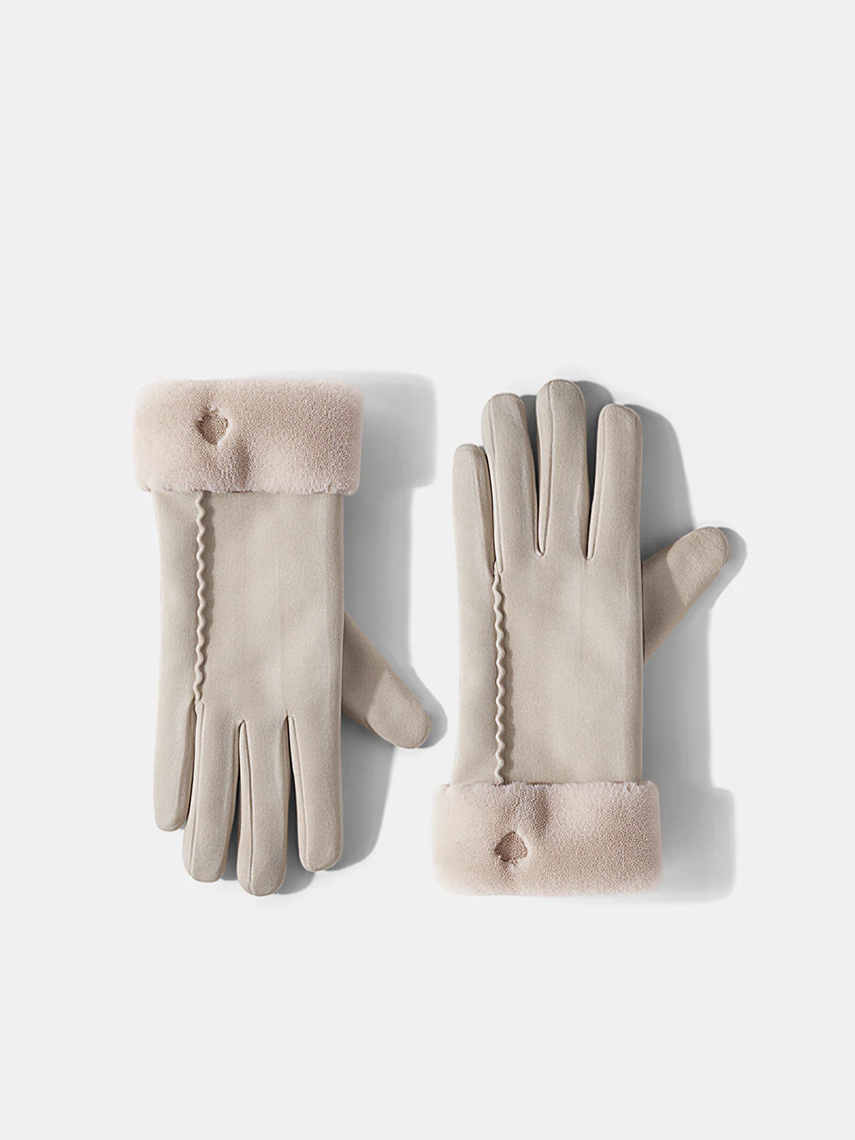 Fur Cuff Heart Stitch Gloves - Image 2