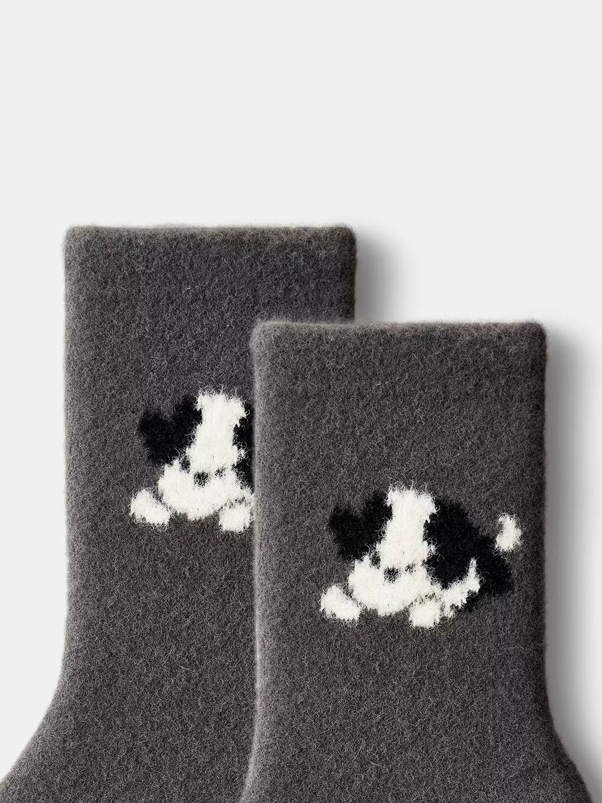 Fuzzy Crew Socks with Puppy Print - Image 3