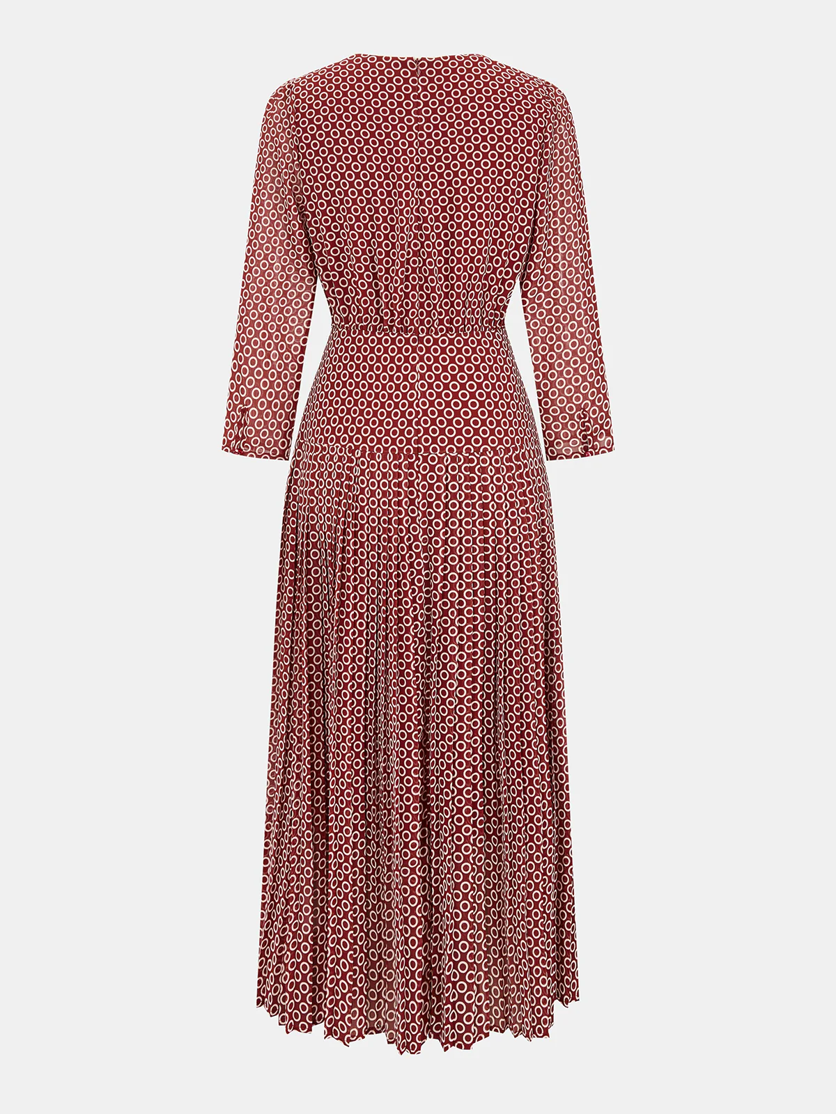 Geometric Print Chiffon Pleated Maxi Dress - Image 2