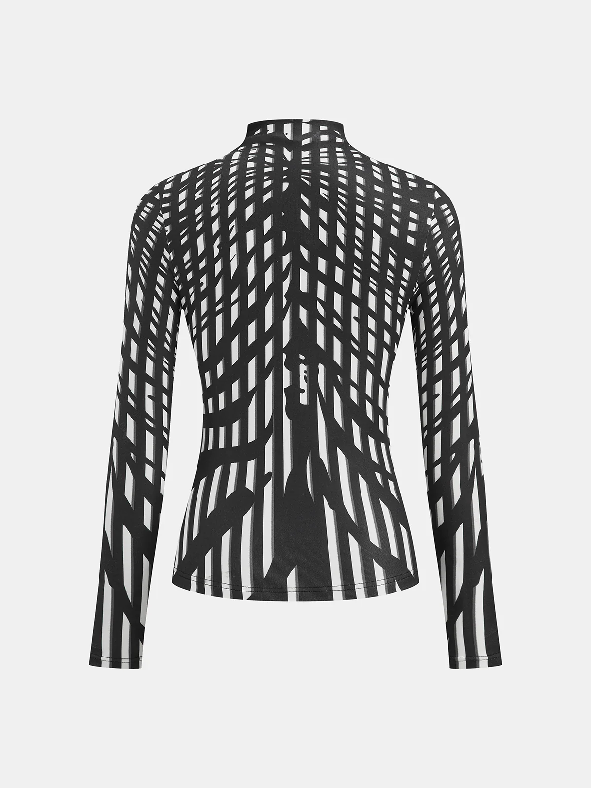 Geometric Print Mock Neck Long-Sleeve Top - Image 3