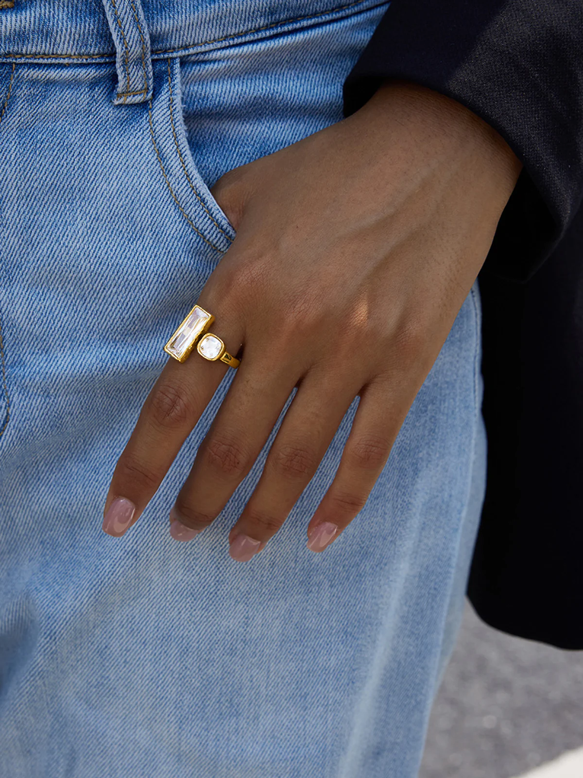 Gold-Tone Double-Stone Ring - Image 3