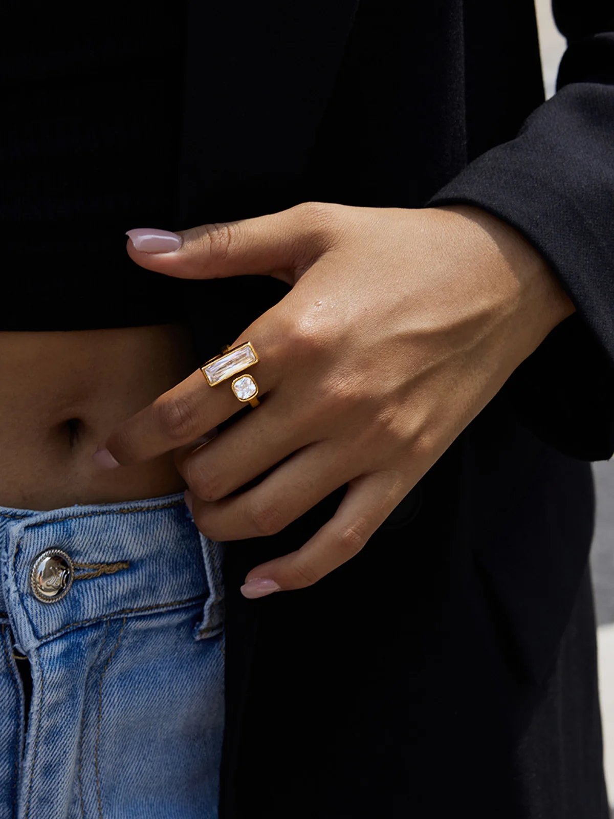 Gold-Tone Double-Stone Ring - Image 4