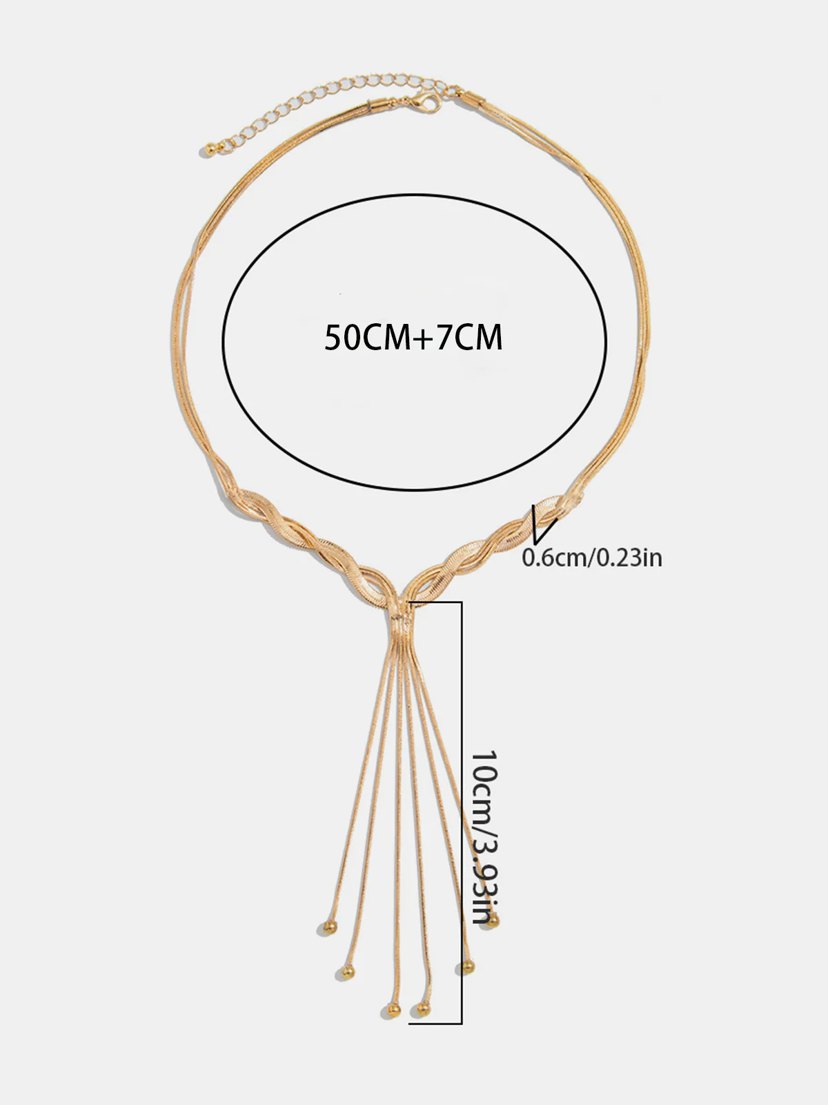 Golden Twisted Tassel Y-Shaped Necklace - Image 3