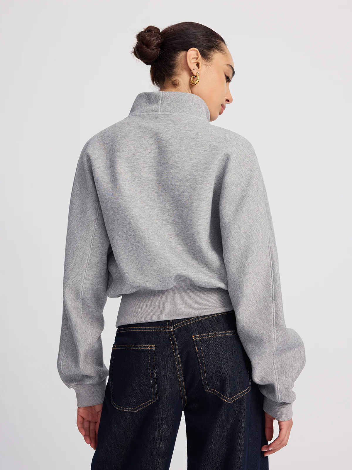 Half-Zip Oversized Cropped Sweatshirt - Image 6