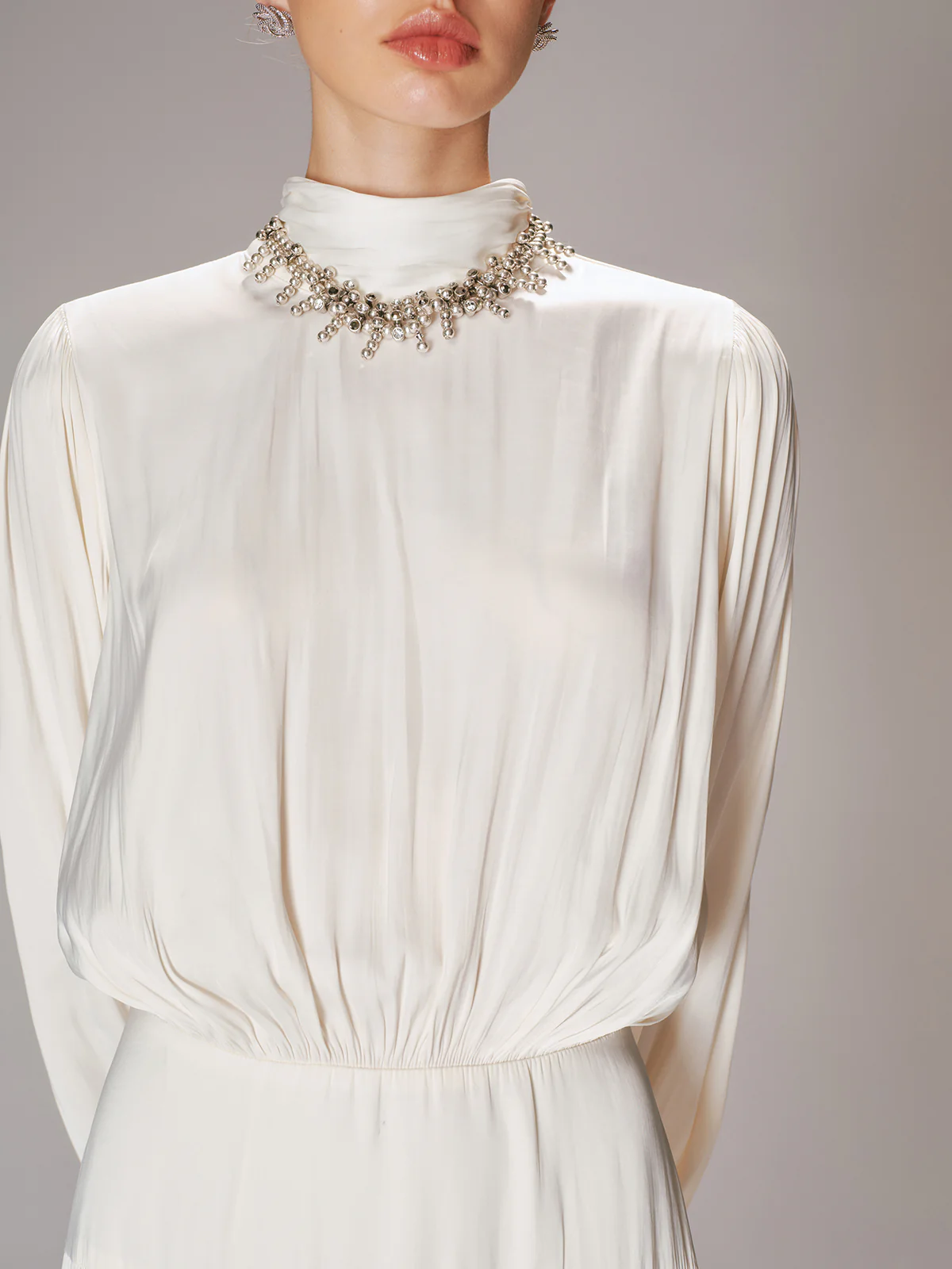 High Neck Long-Sleeve Maxi Dress - Image 4