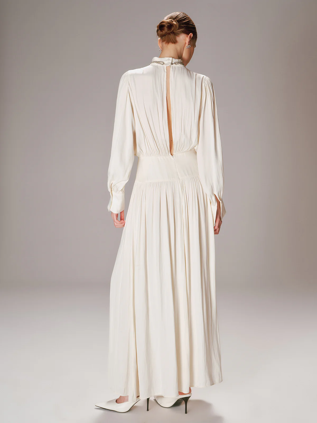 High Neck Long-Sleeve Maxi Dress - Image 6