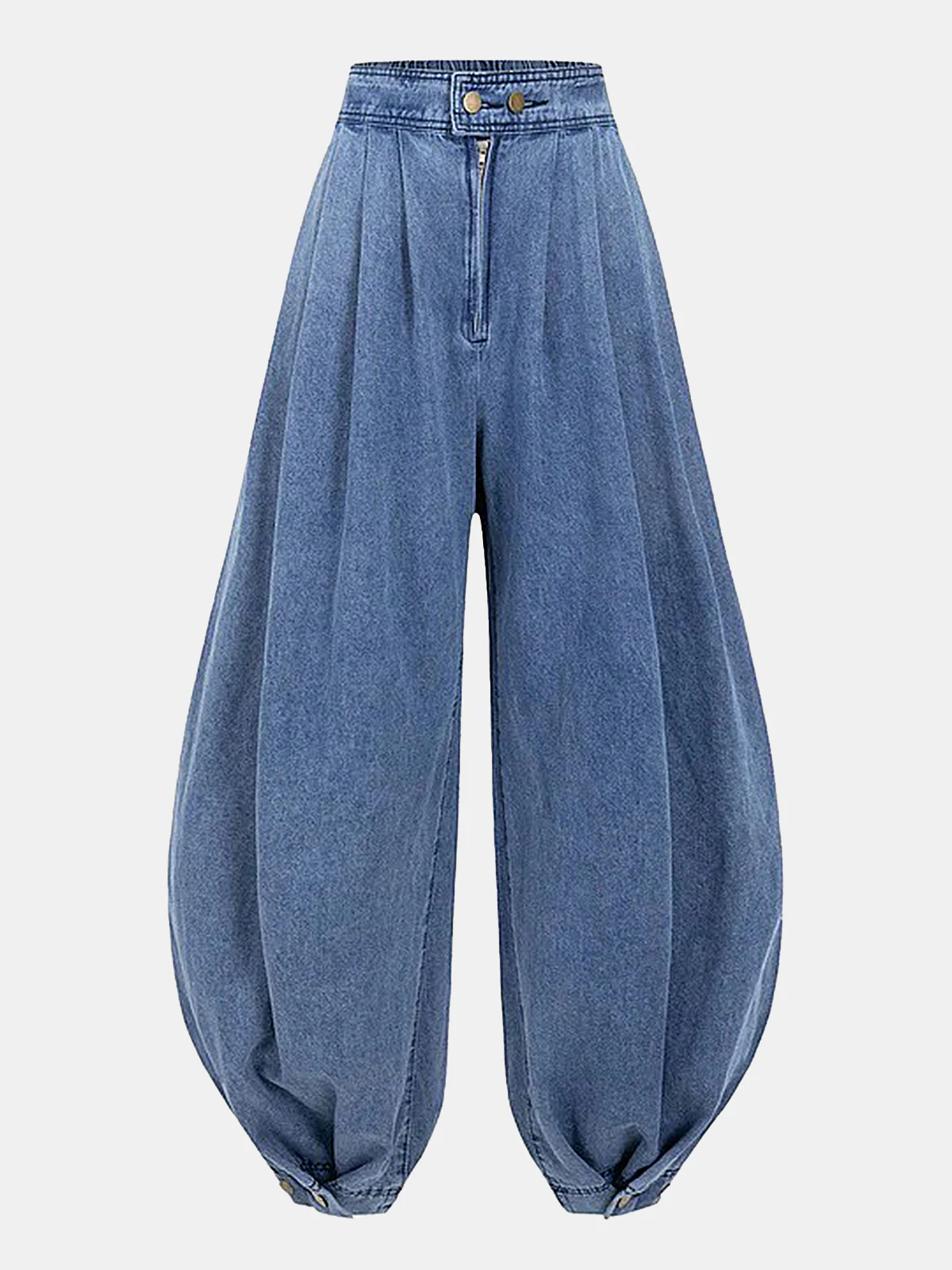 High-Waisted Balloon-Leg Denim Pants