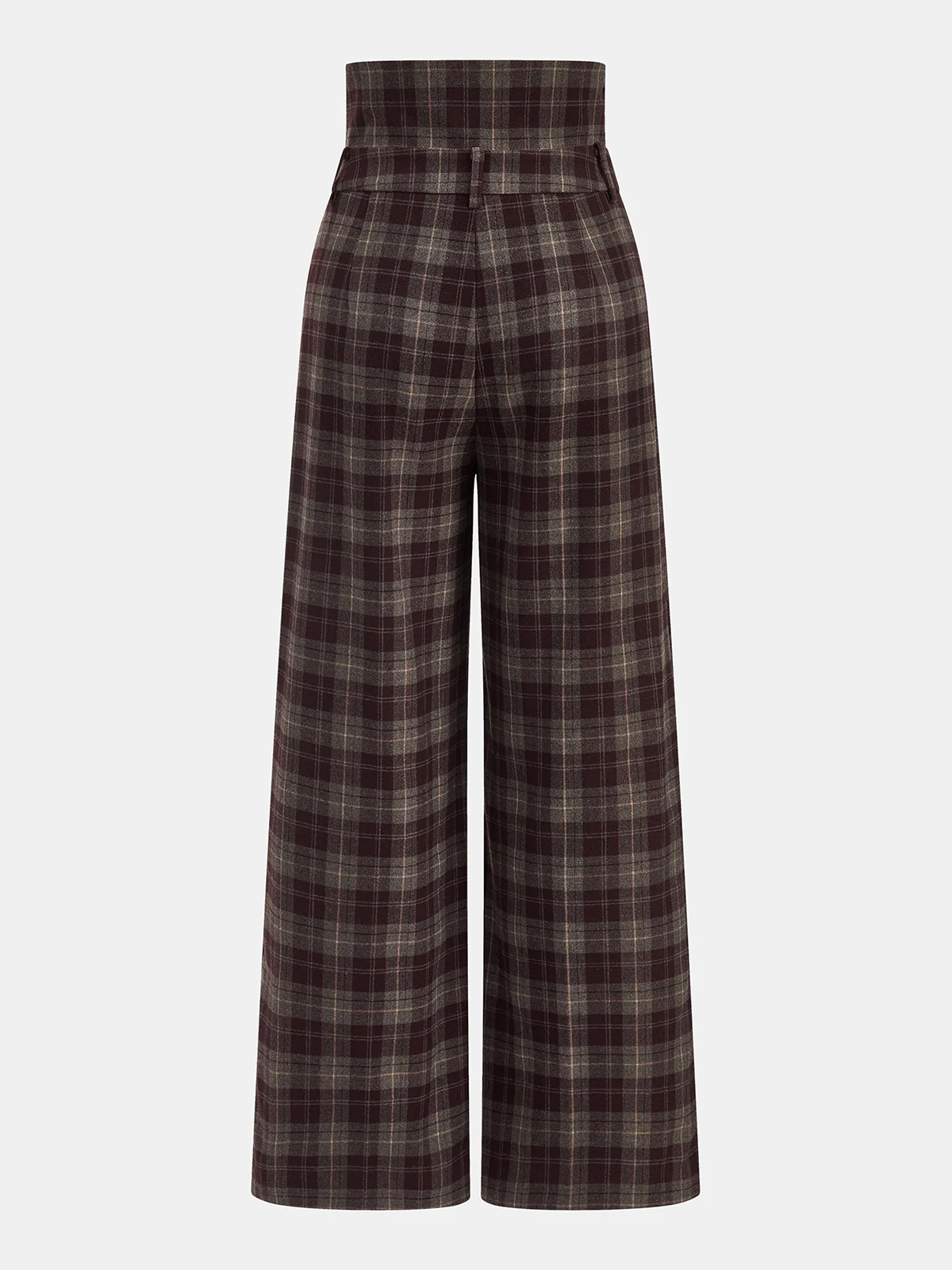 High-Waisted Plaid Wide-Leg Pants - Image 2