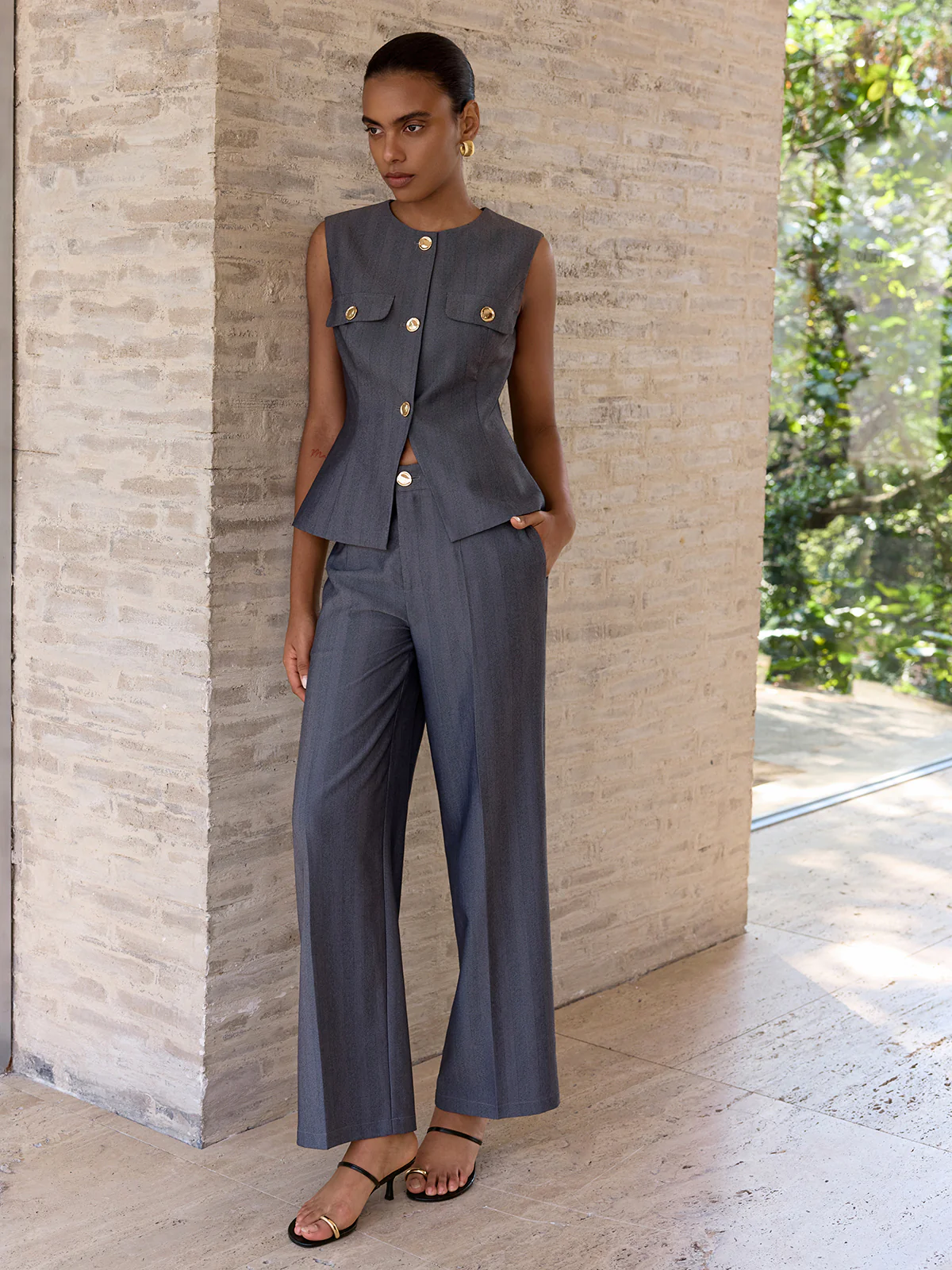 High-Waisted Wide-Leg Pants