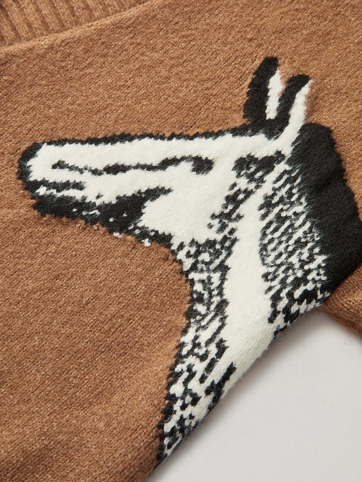 Horse-Pattern V-Neck Knit Cardigan - Image 4