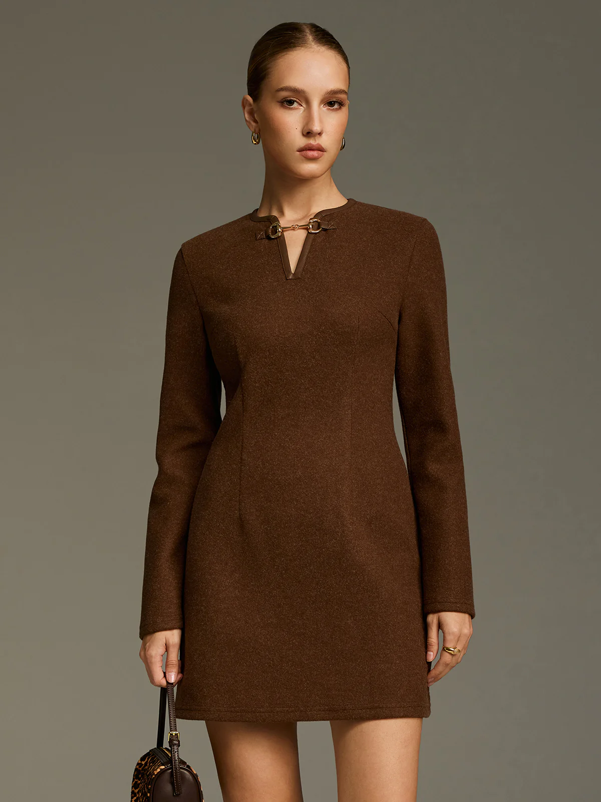 Horsebit Detail A-Line Mini Dress - Image 3